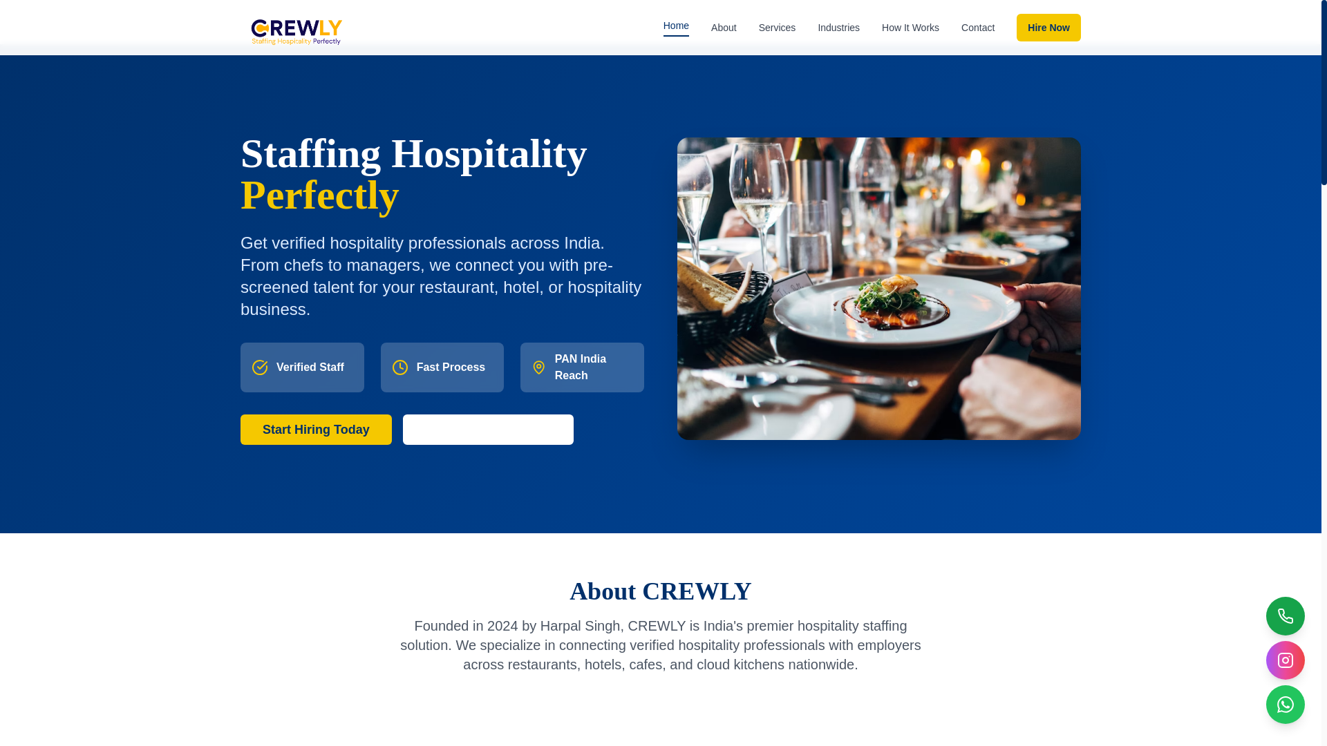 website screenshot of https://crewly.in/