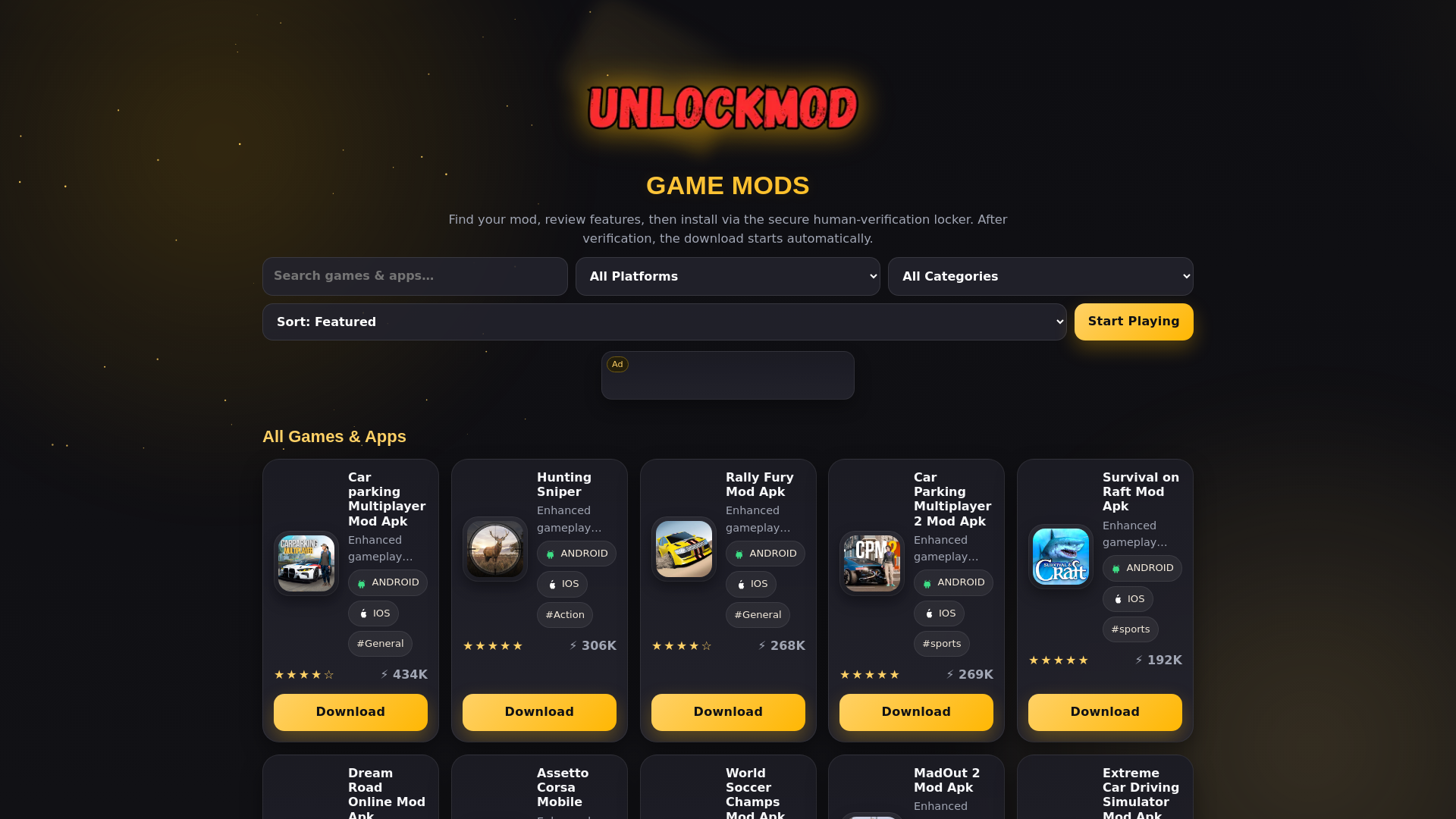 website screenshot of https://unlockmod.com/?m=1