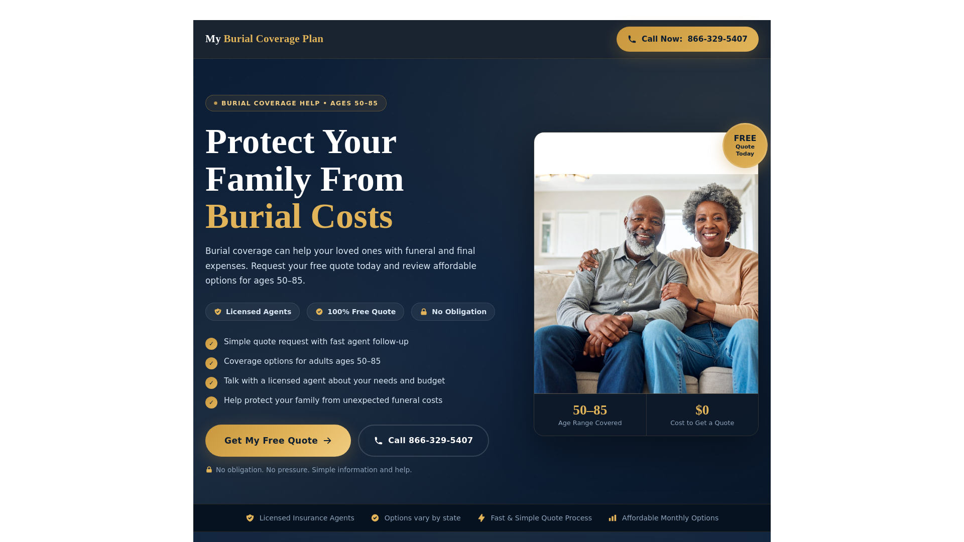 website screenshot of https://myburialcoverageplan.com/