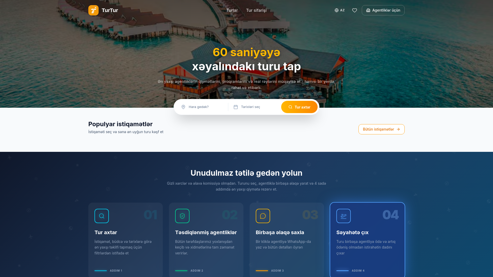 website screenshot of https://turtur.az