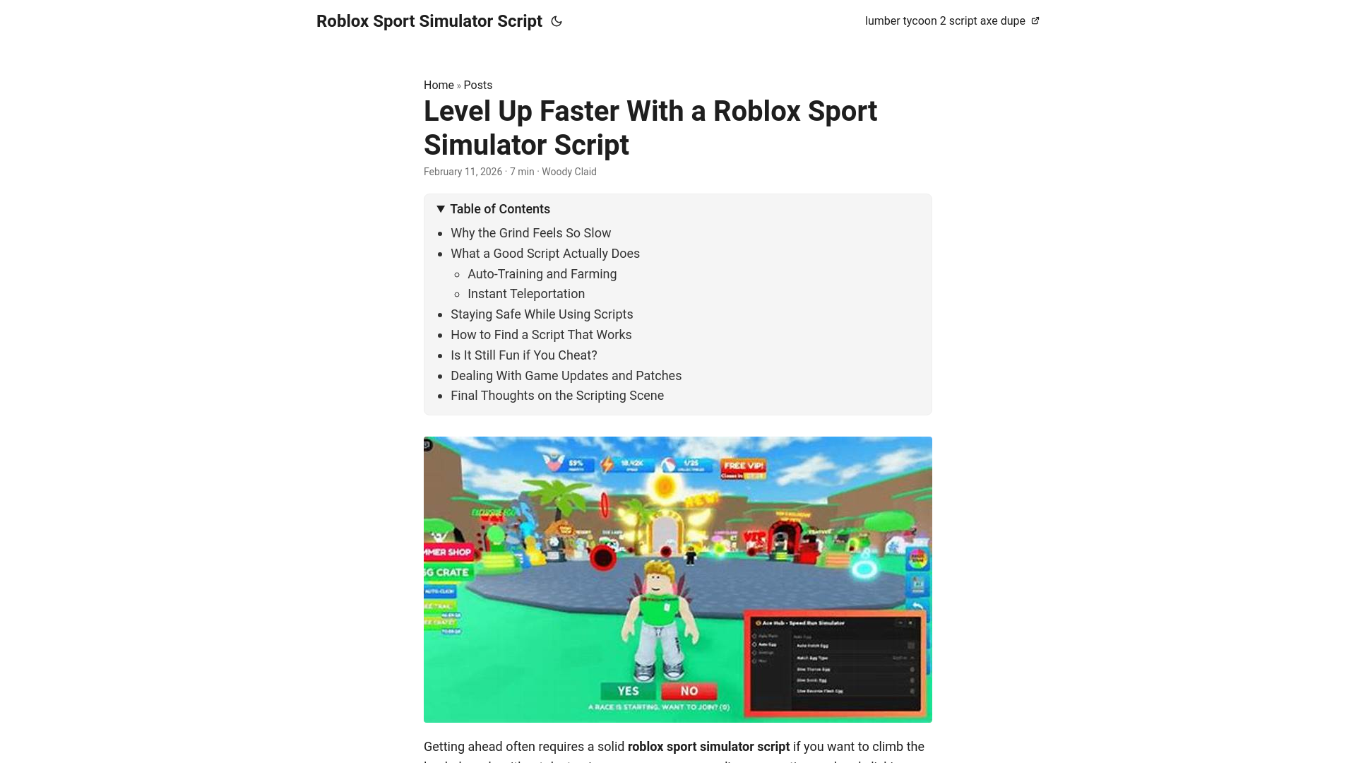 website screenshot of https://roblox-sport-simulator-script.pages.dev/