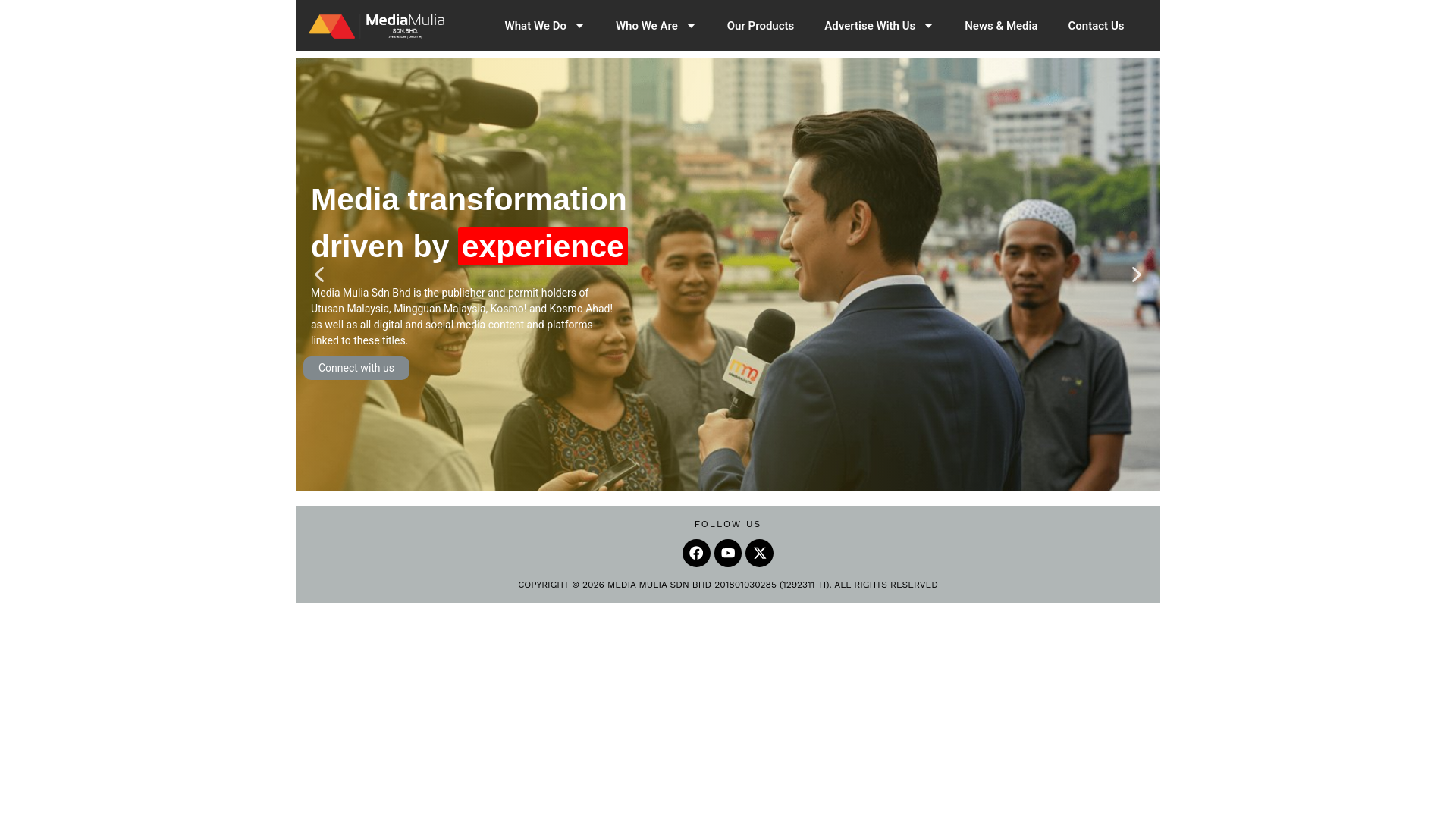 website screenshot of https://mediamulia.com.my