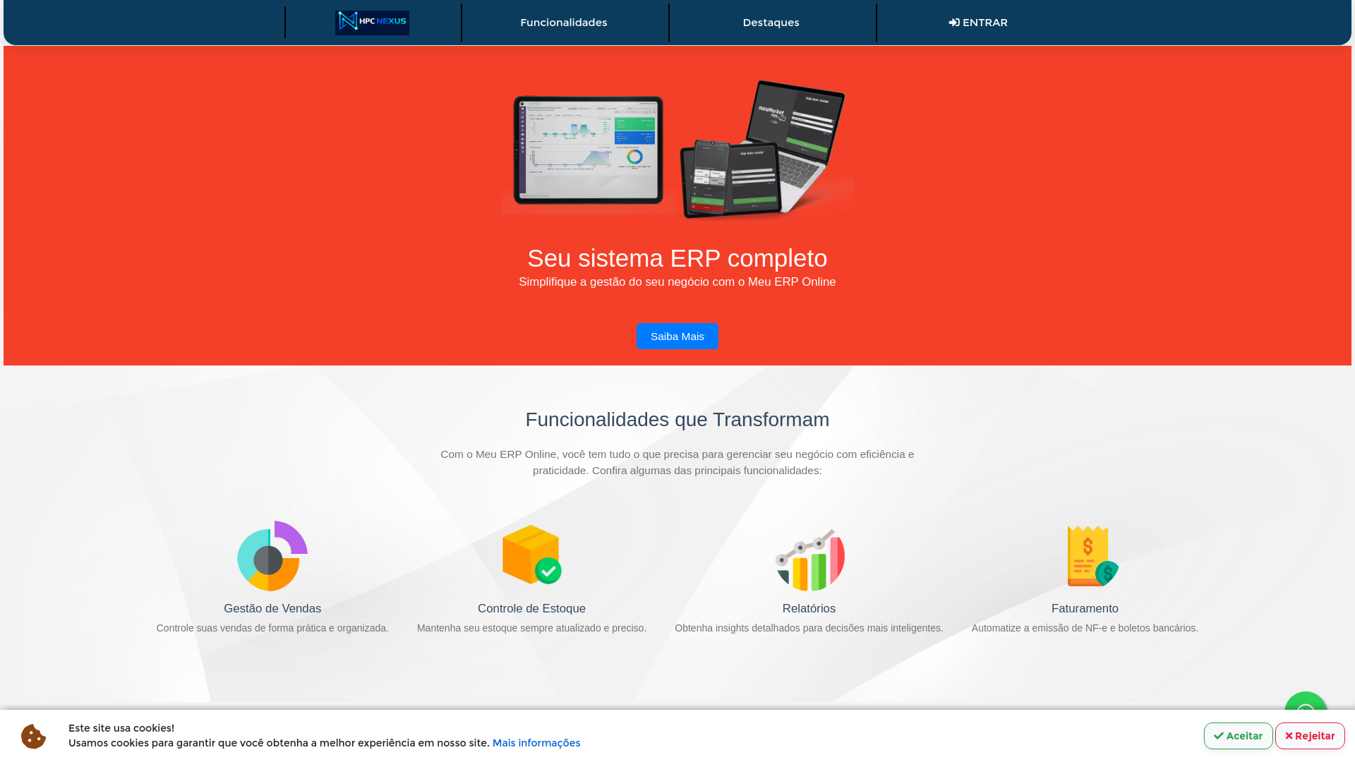 website screenshot of https://hpcnexus.com.br/