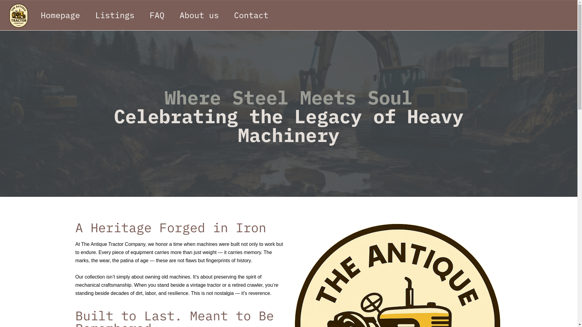 website screenshot of https://theantiquetractorcompany.com/
