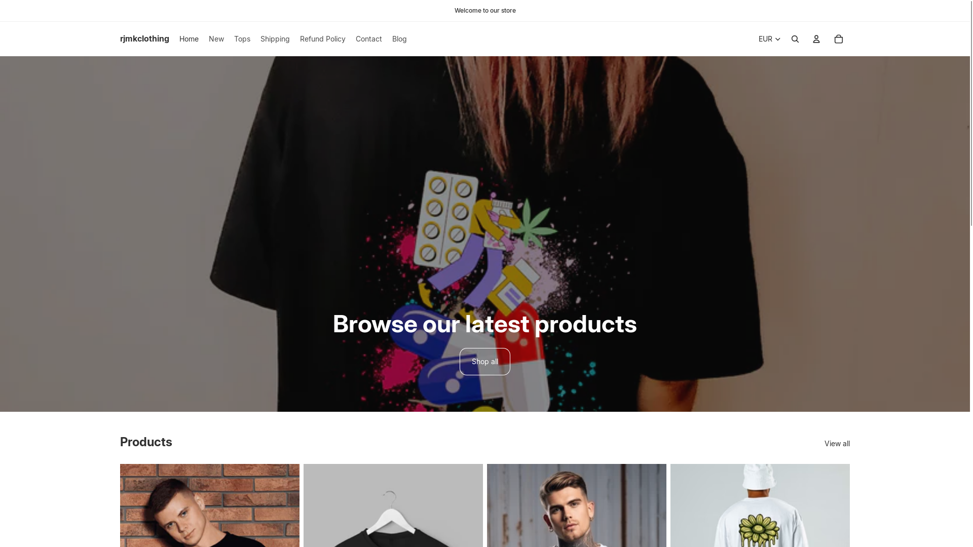 website screenshot of https://rjmkclothing.net/