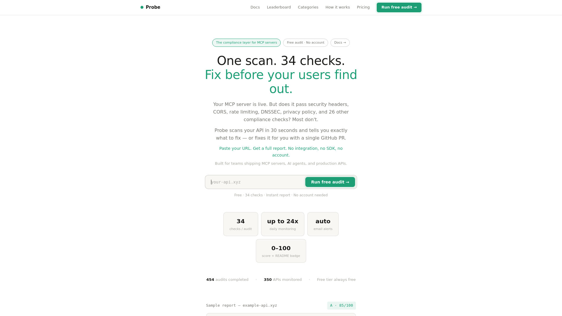 website screenshot of https://getprobe.xyz/