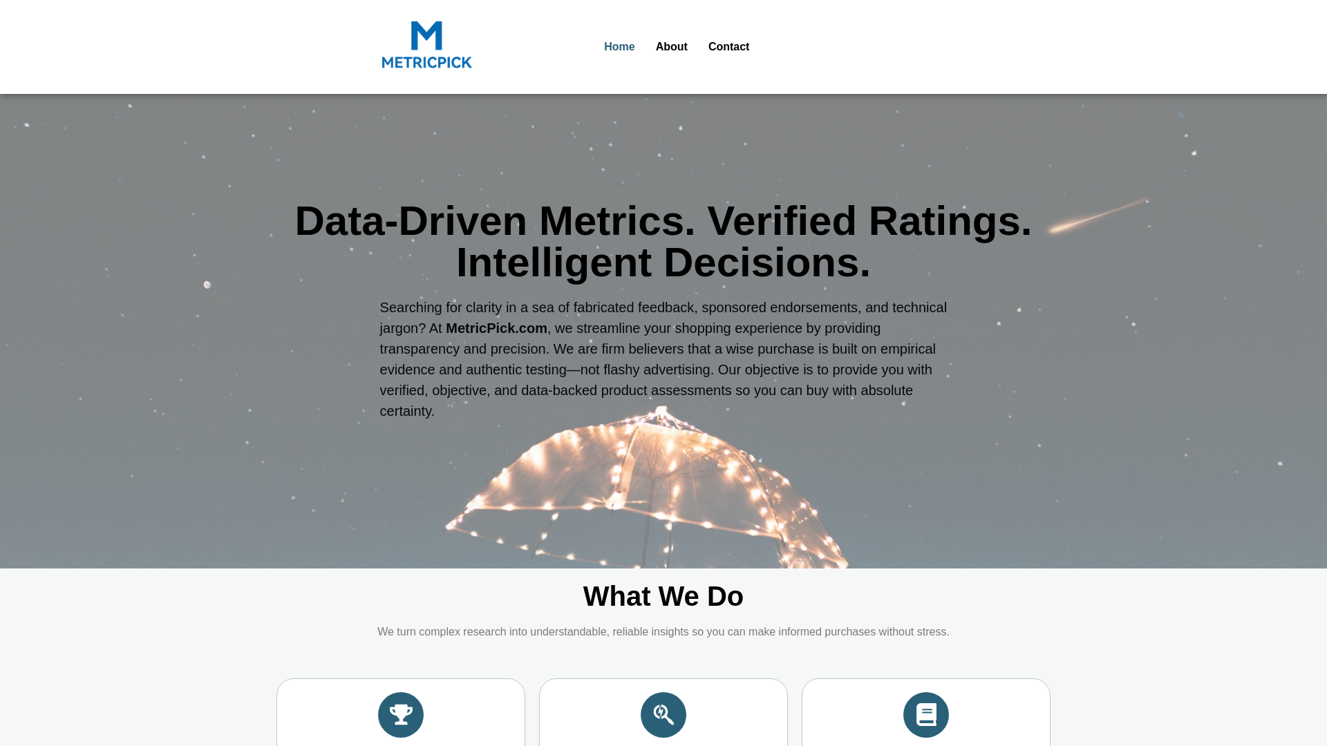 website screenshot of https://metricpick.com/