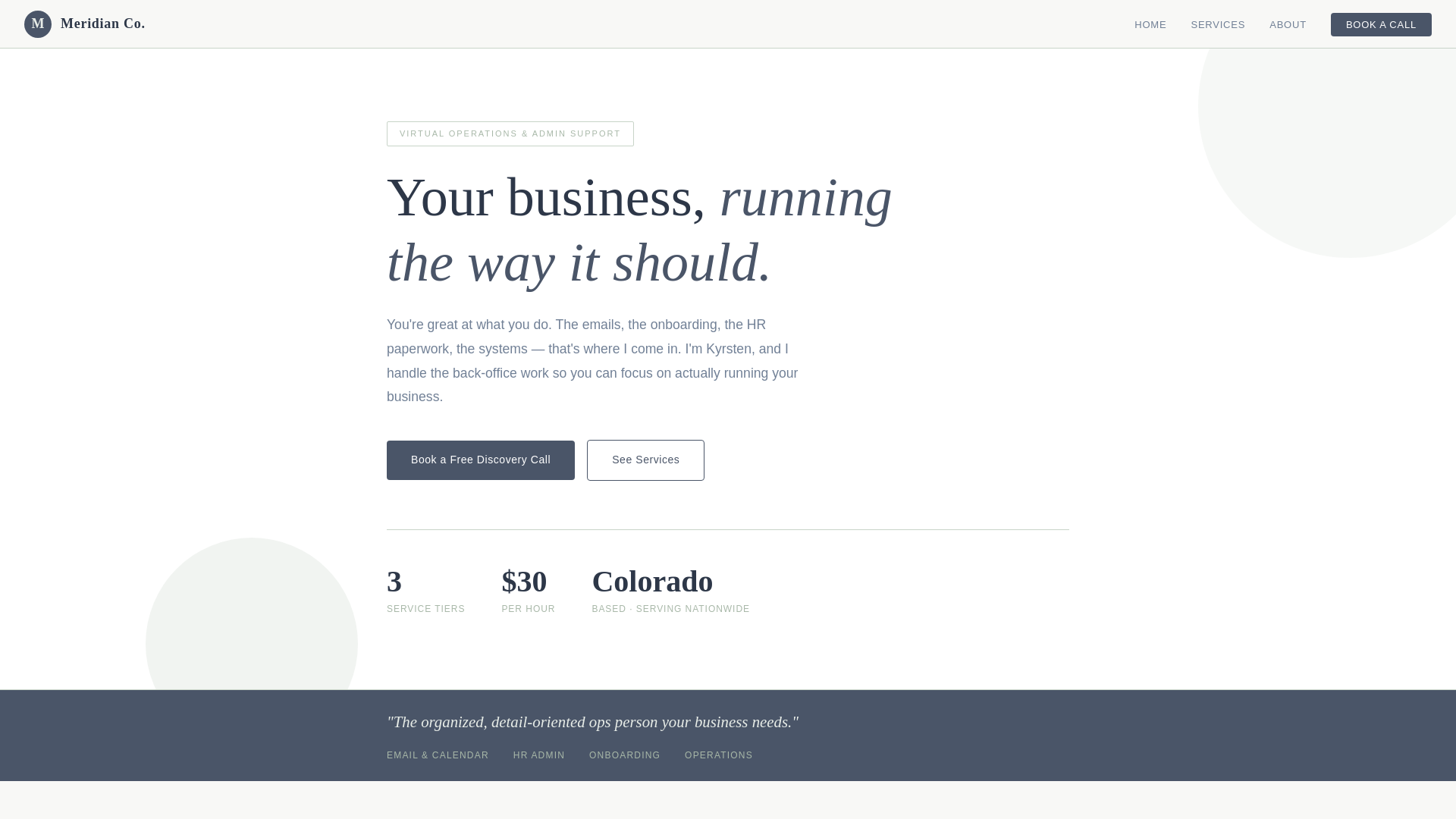 website screenshot of https://meridiancollc.com/