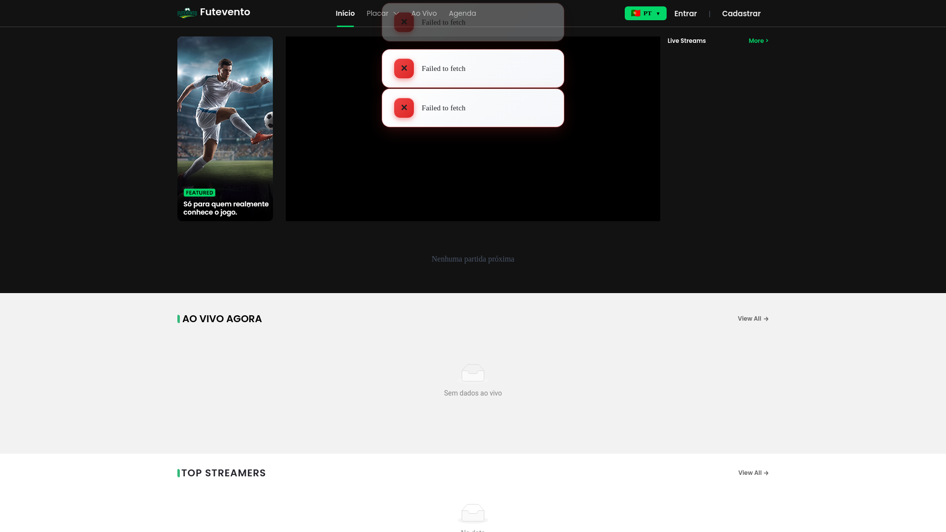 website screenshot of https://futevento.live