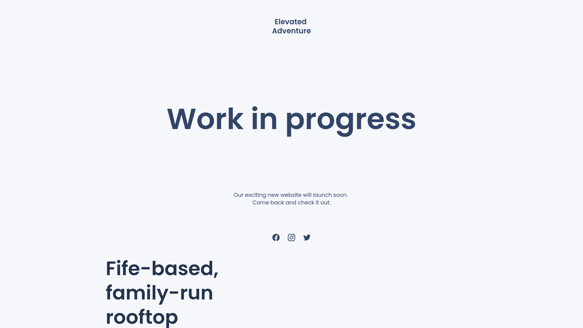 website screenshot of https://elevatedadventure.co.uk