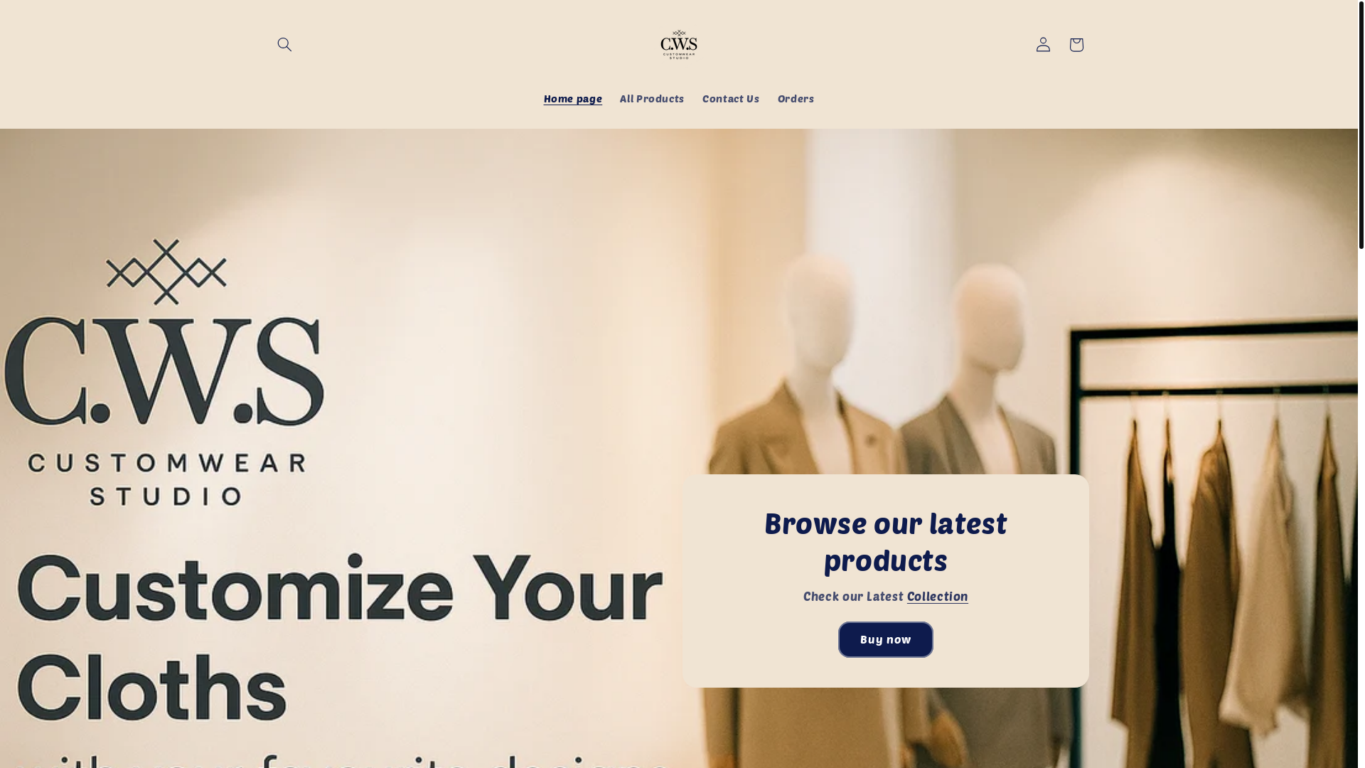 website screenshot of https://customwearstudio.store/