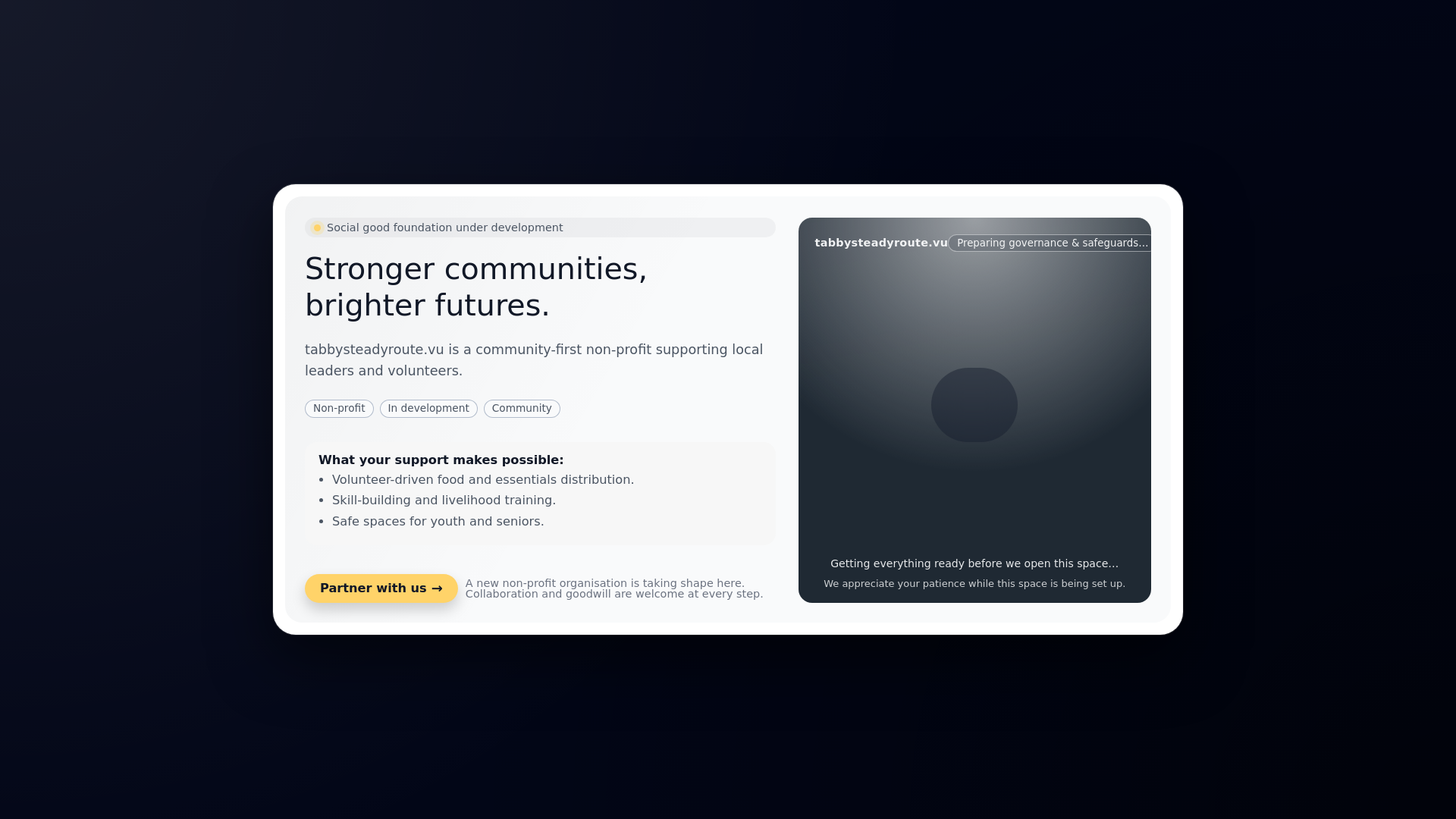 website screenshot of https://tabbysteadyroute.vu/