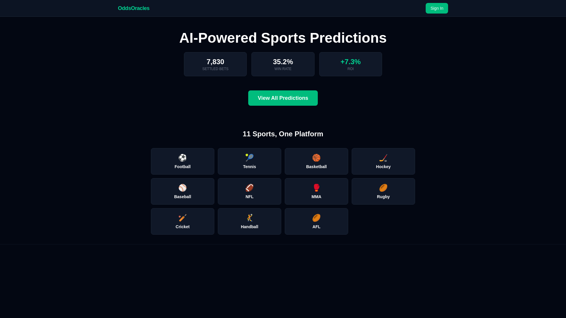 website screenshot of https://oddsoracles.com/