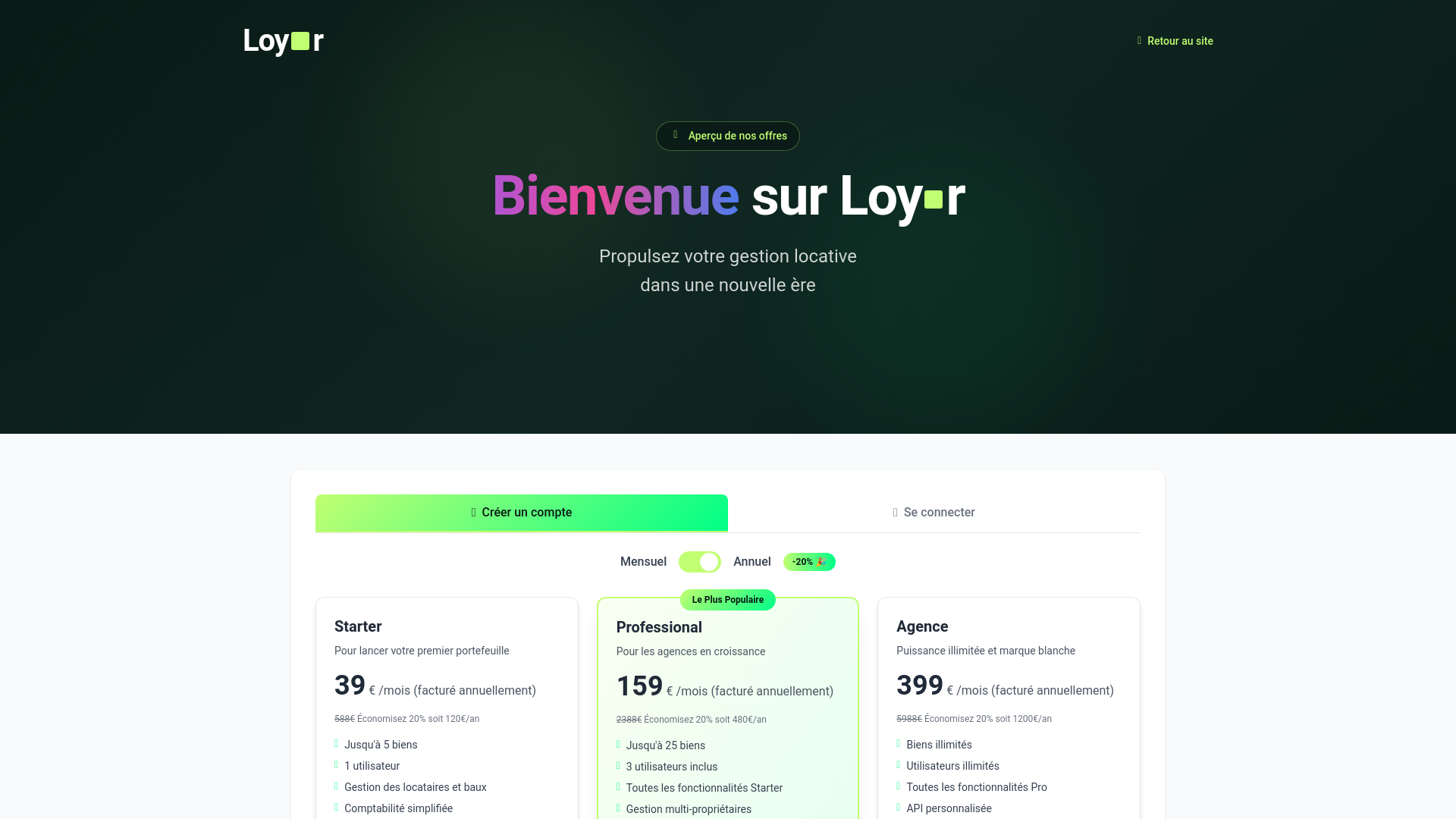 website screenshot of https://homup-gestion-locative-webapp.pages.dev/
