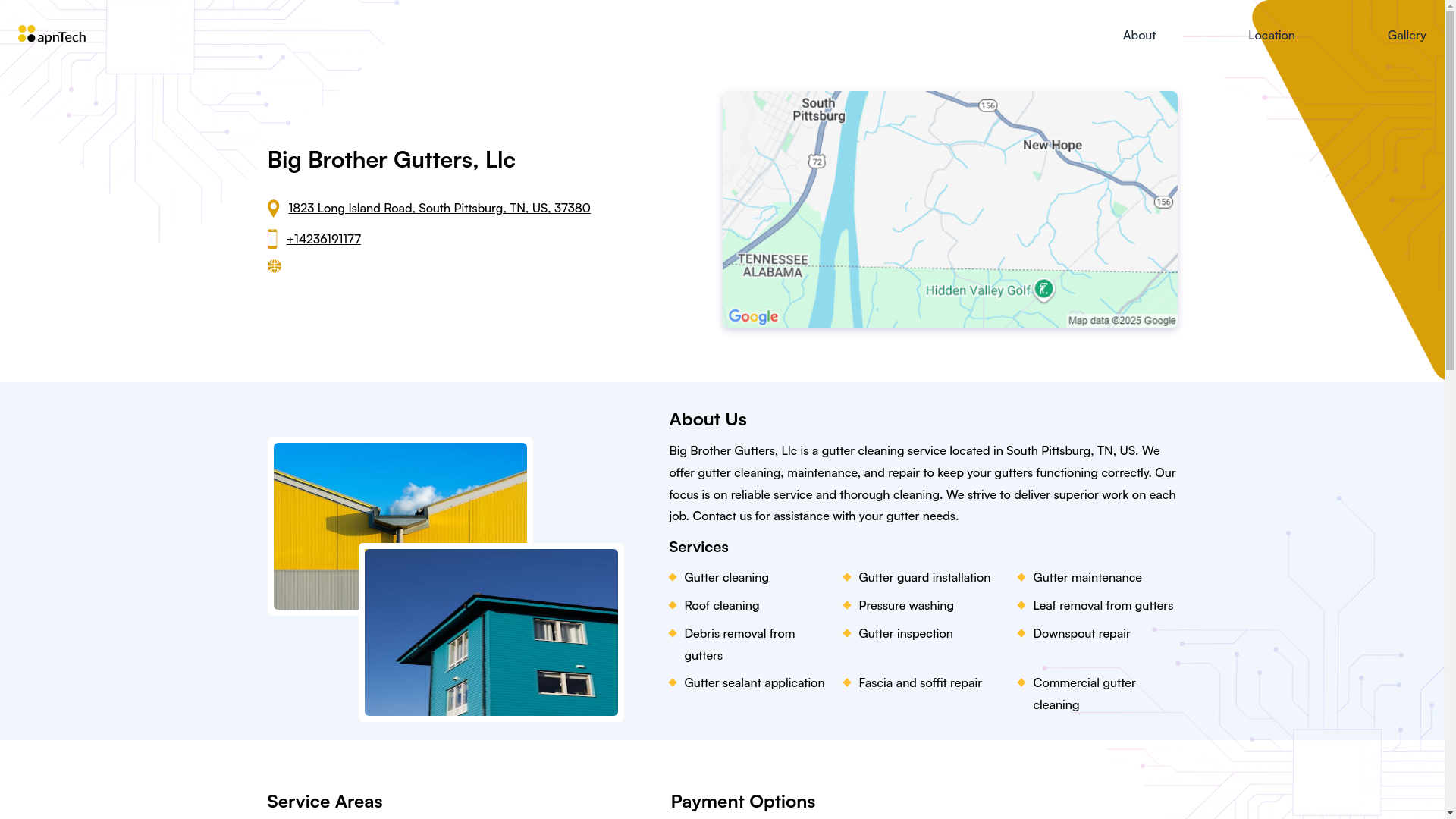 website screenshot of https://bigbrotherguttersllc.online/