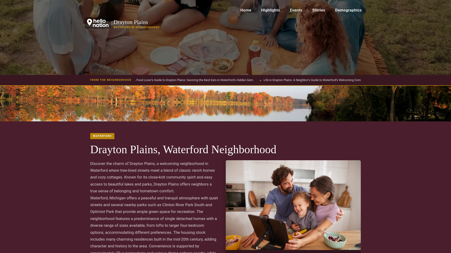 website screenshot of https://draytonplainswaterfordneighborhood.org