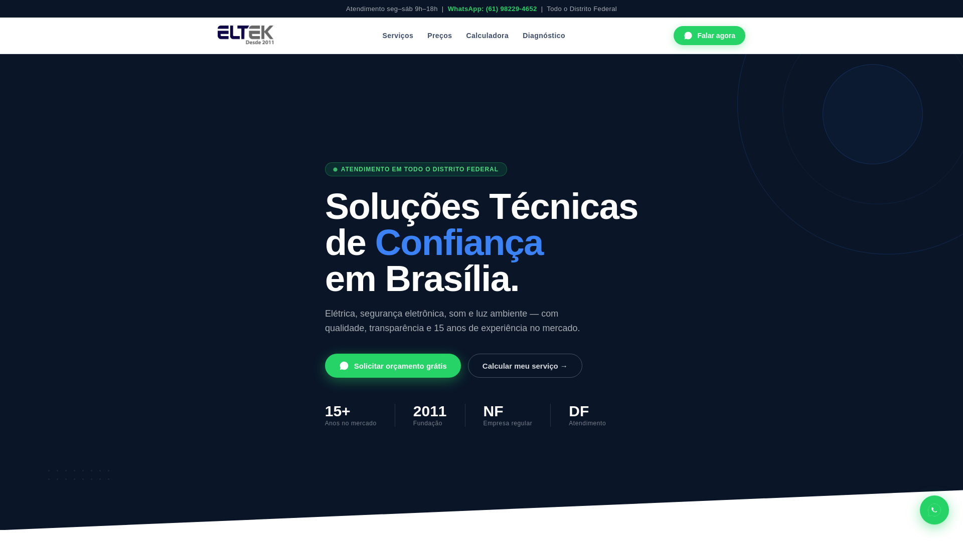 website screenshot of https://eltek.com.br/