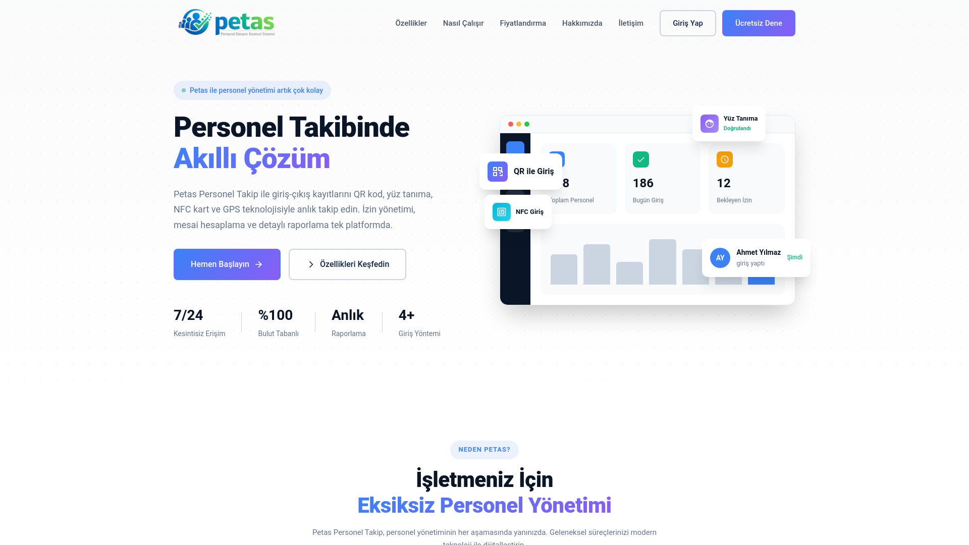 website screenshot of https://petas.net.tr