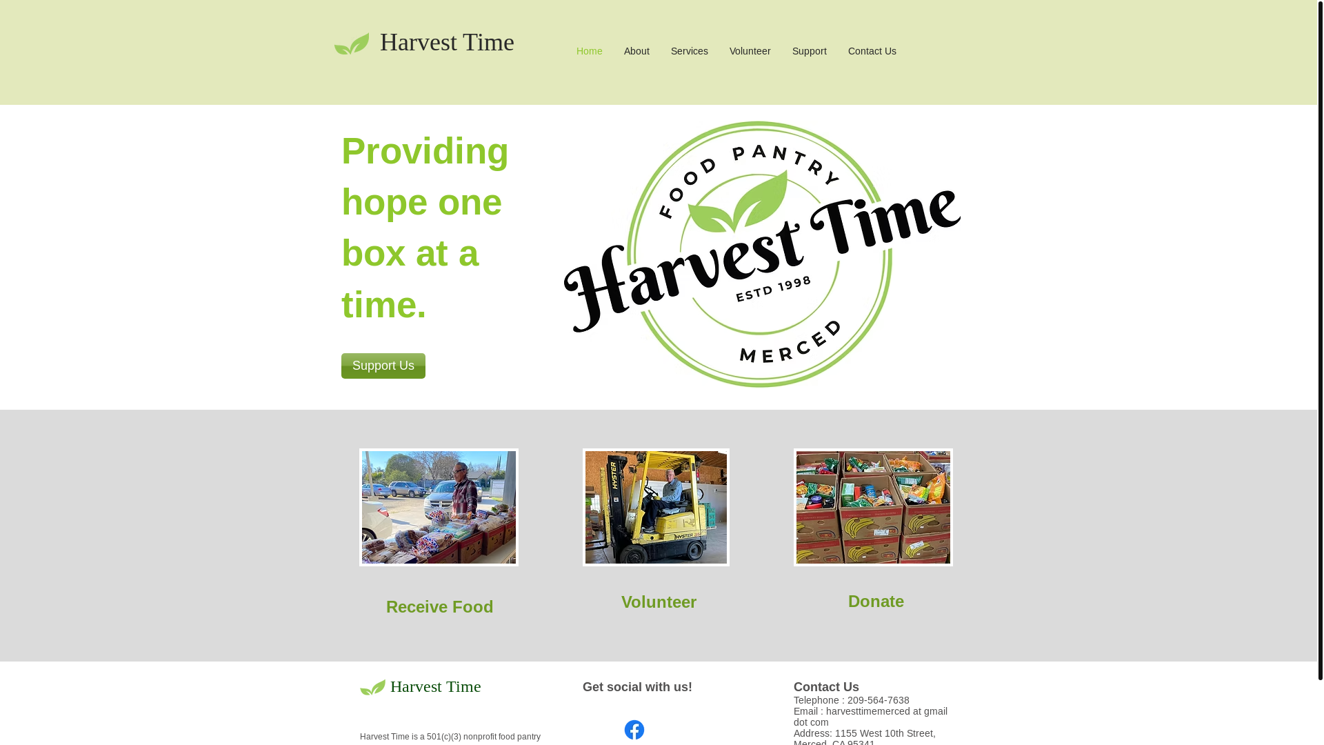 website screenshot of https://harvesttimemerced.org/