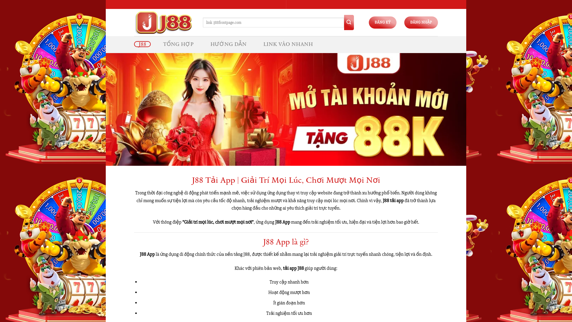 website screenshot of https://j88frontpage.com/