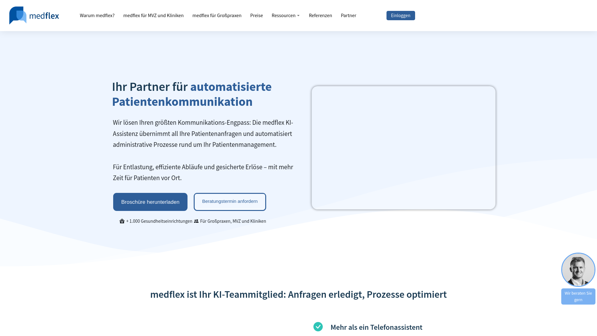 website screenshot of https://medflex.de/