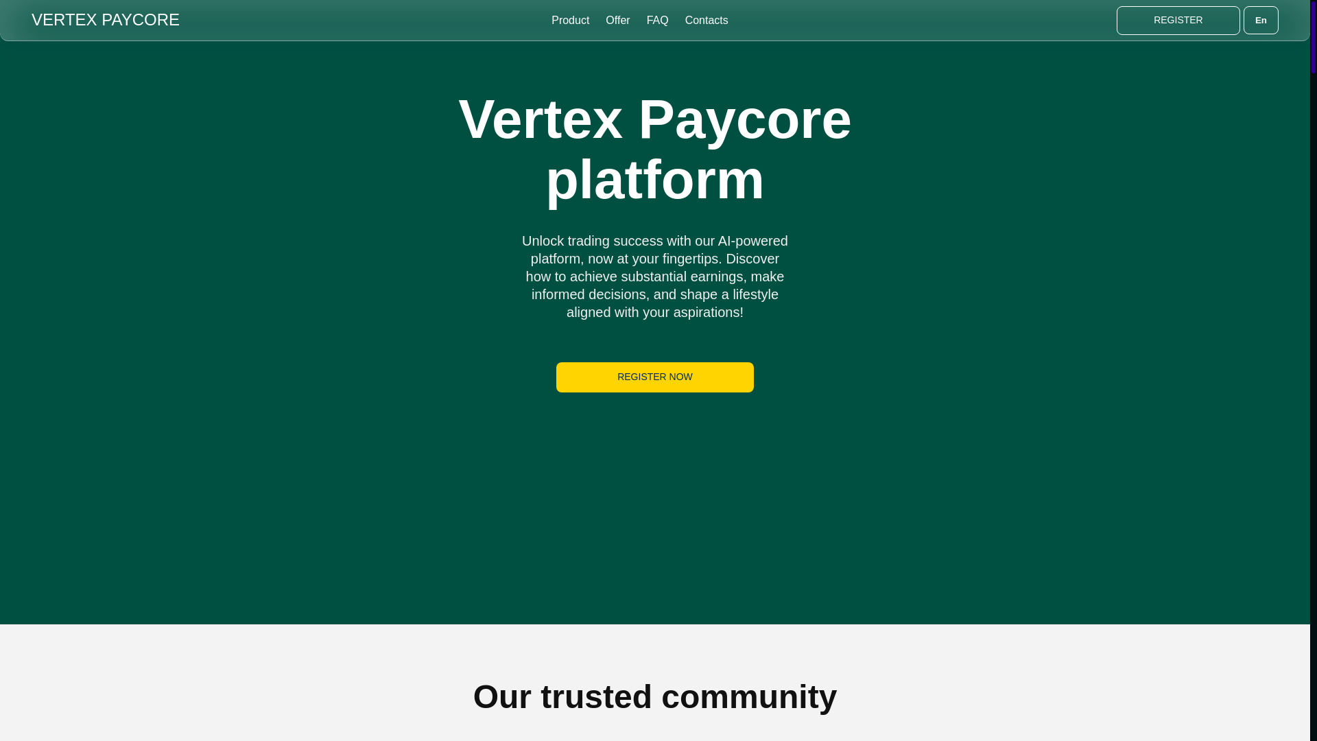 website screenshot of https://vertex-paycore.com/