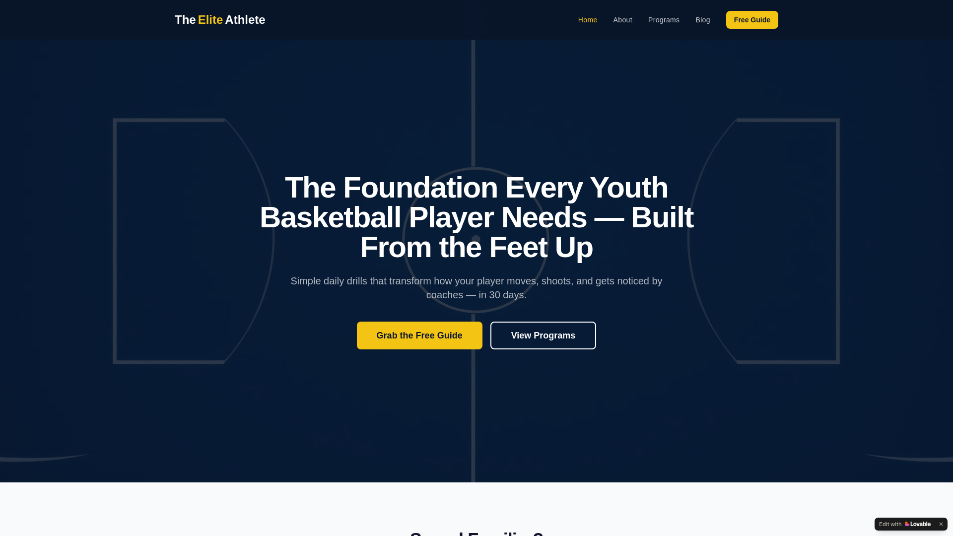 website screenshot of https://theeliteathlete.co/