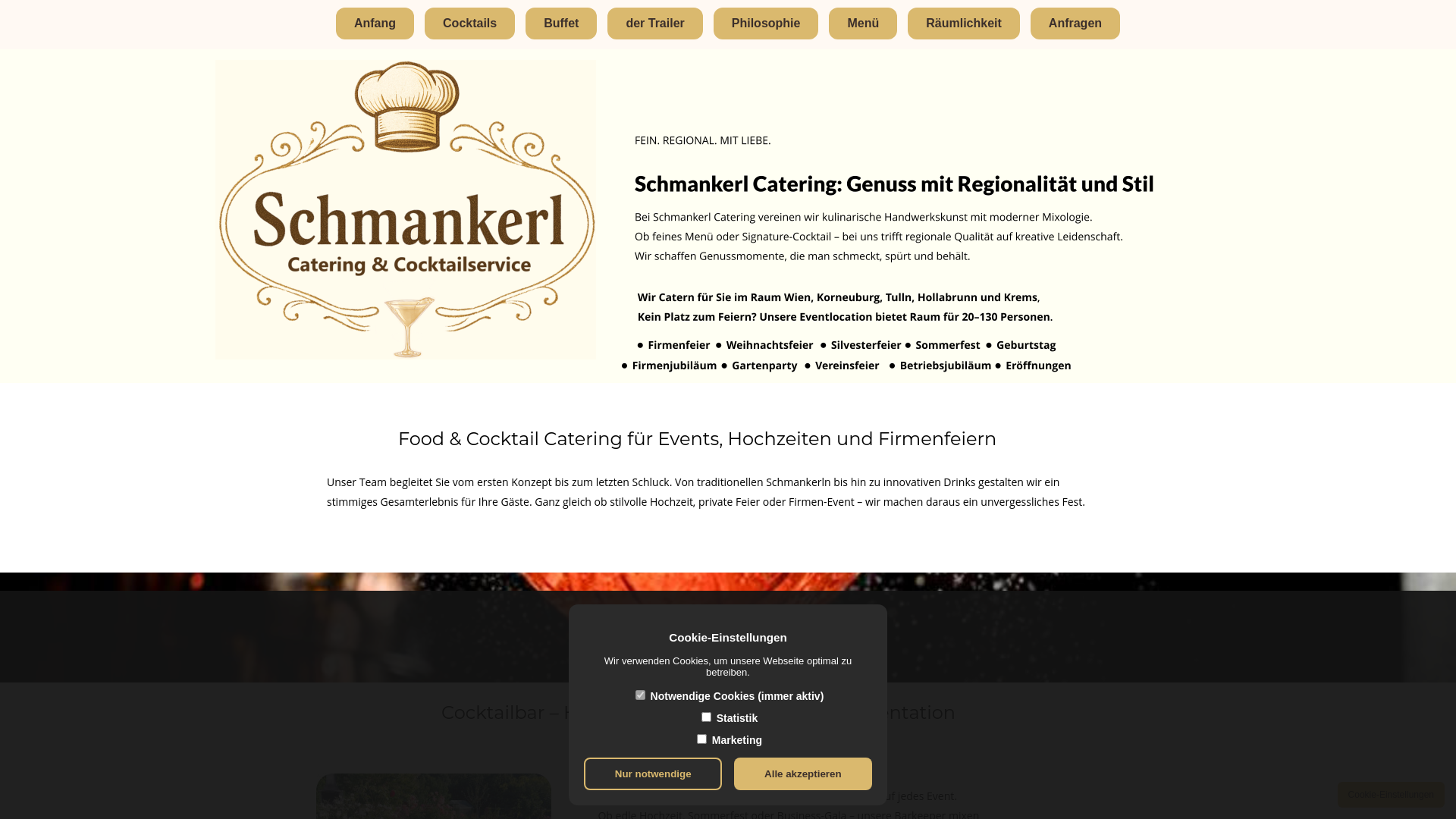 website screenshot of https://schmankerl.catering/