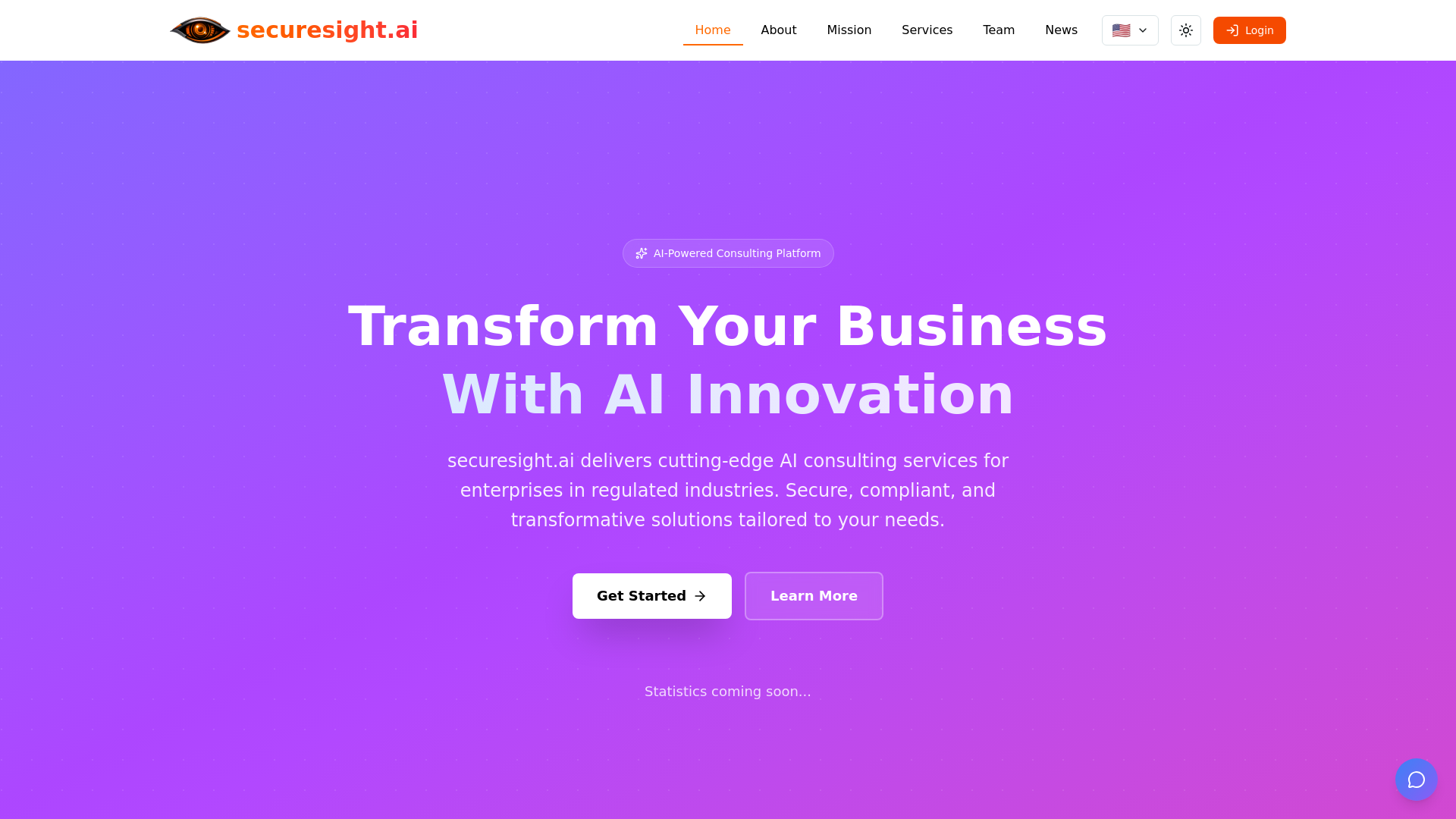 website screenshot of https://securesightai-homepage.pages.dev/