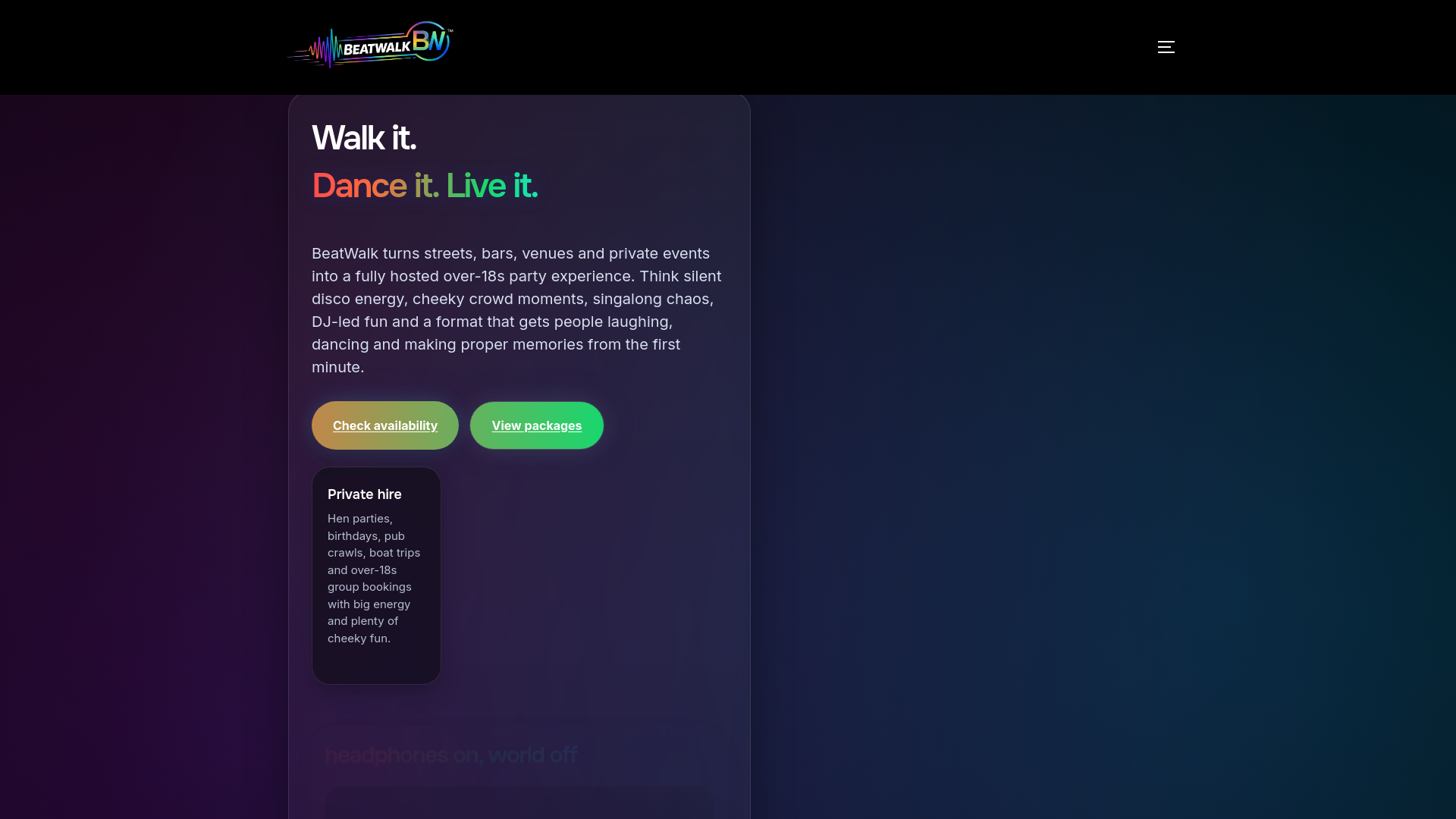 website screenshot of https://beatwalk.co.uk