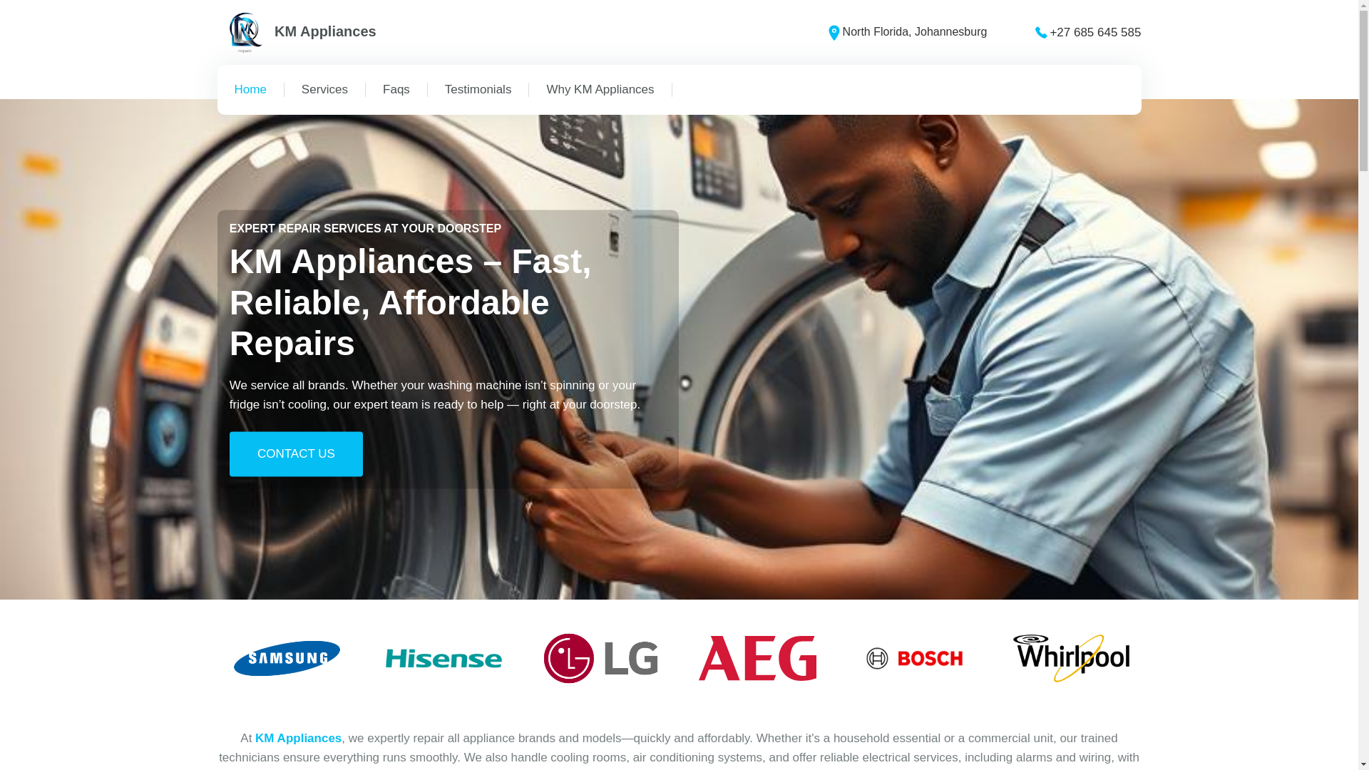 website screenshot of https://kmappliances.co.za/
