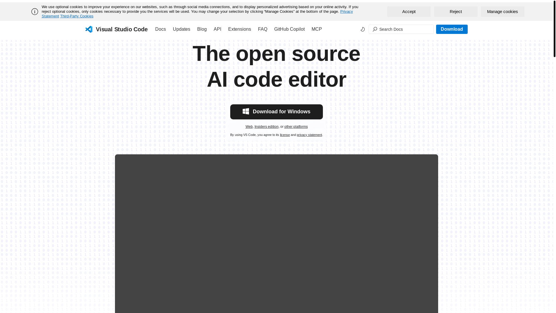 website screenshot of https://code.visualstudio.com/