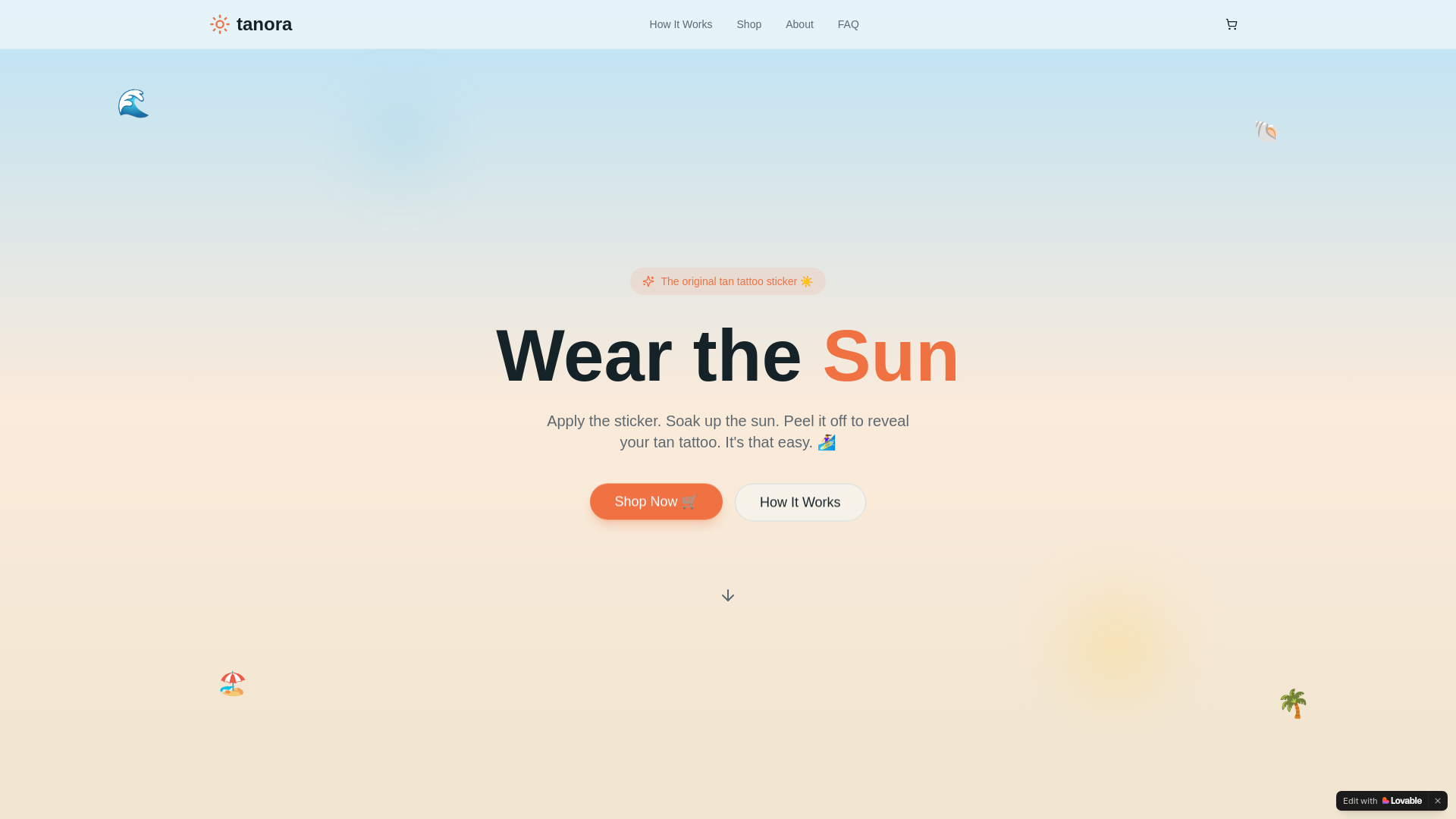website screenshot of https://tanoratanningstickers.com