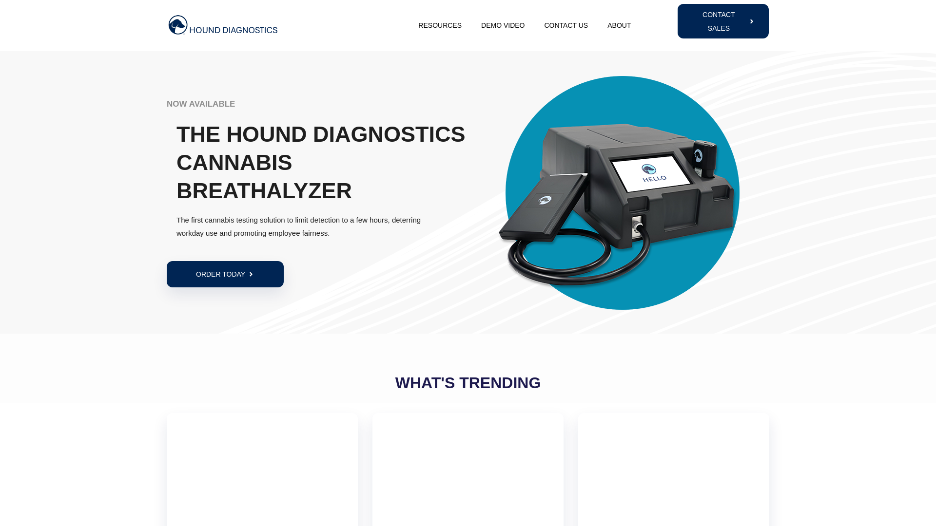 website screenshot of https://hounddiagnostics.com/