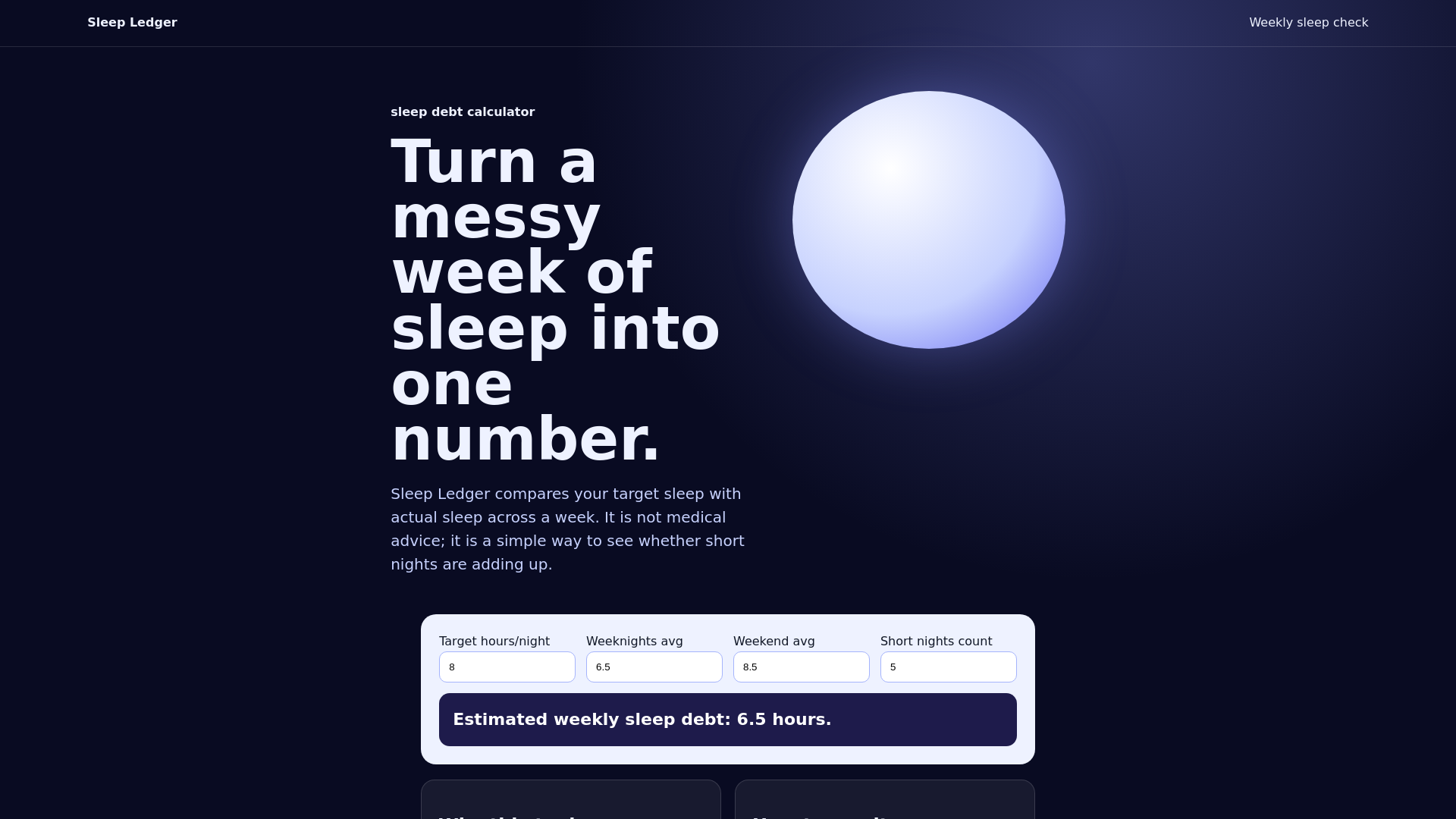website screenshot of https://sleep-ledger.pages.dev/