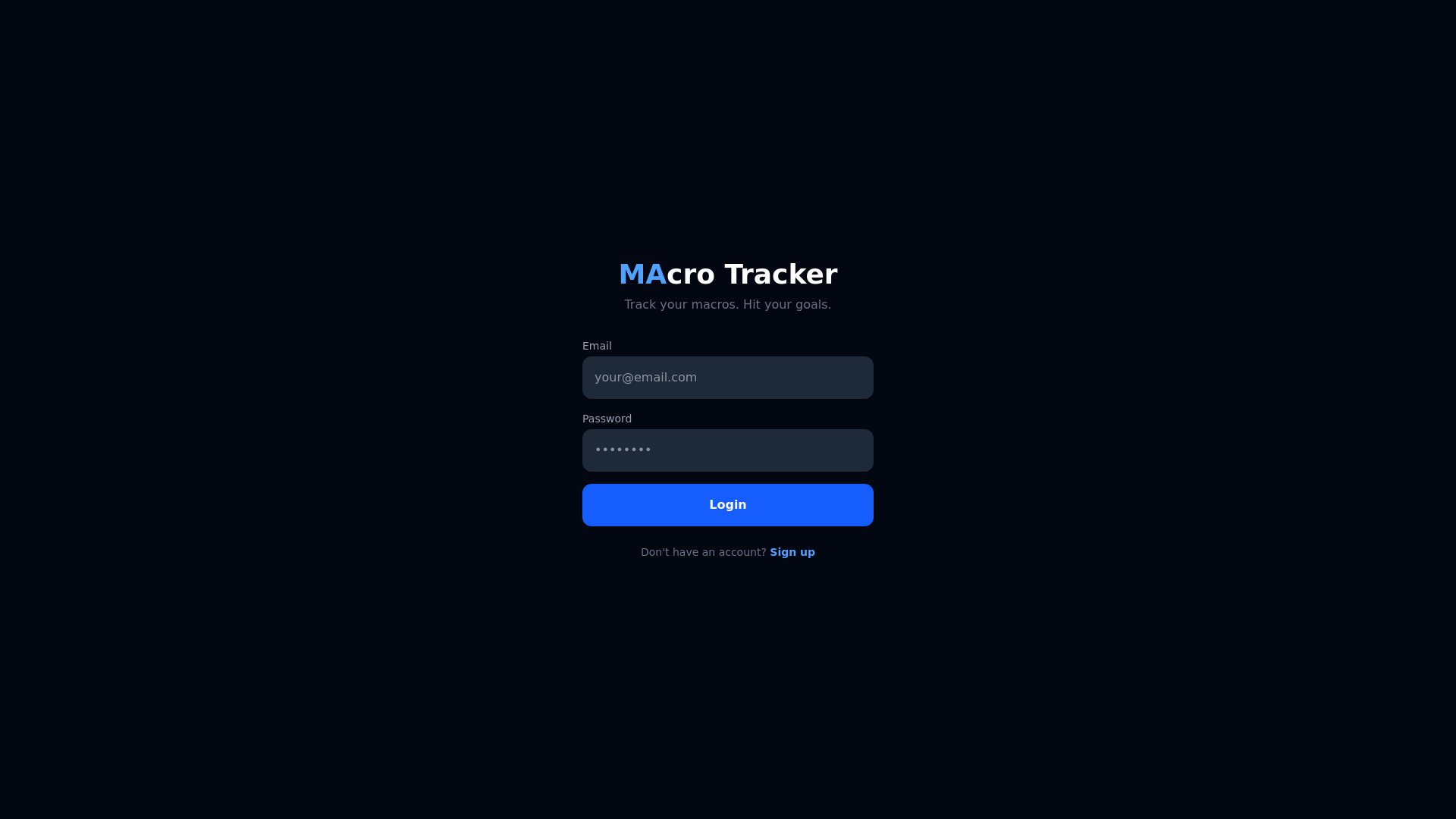 website screenshot of https://macro-tracker-clm.pages.dev/