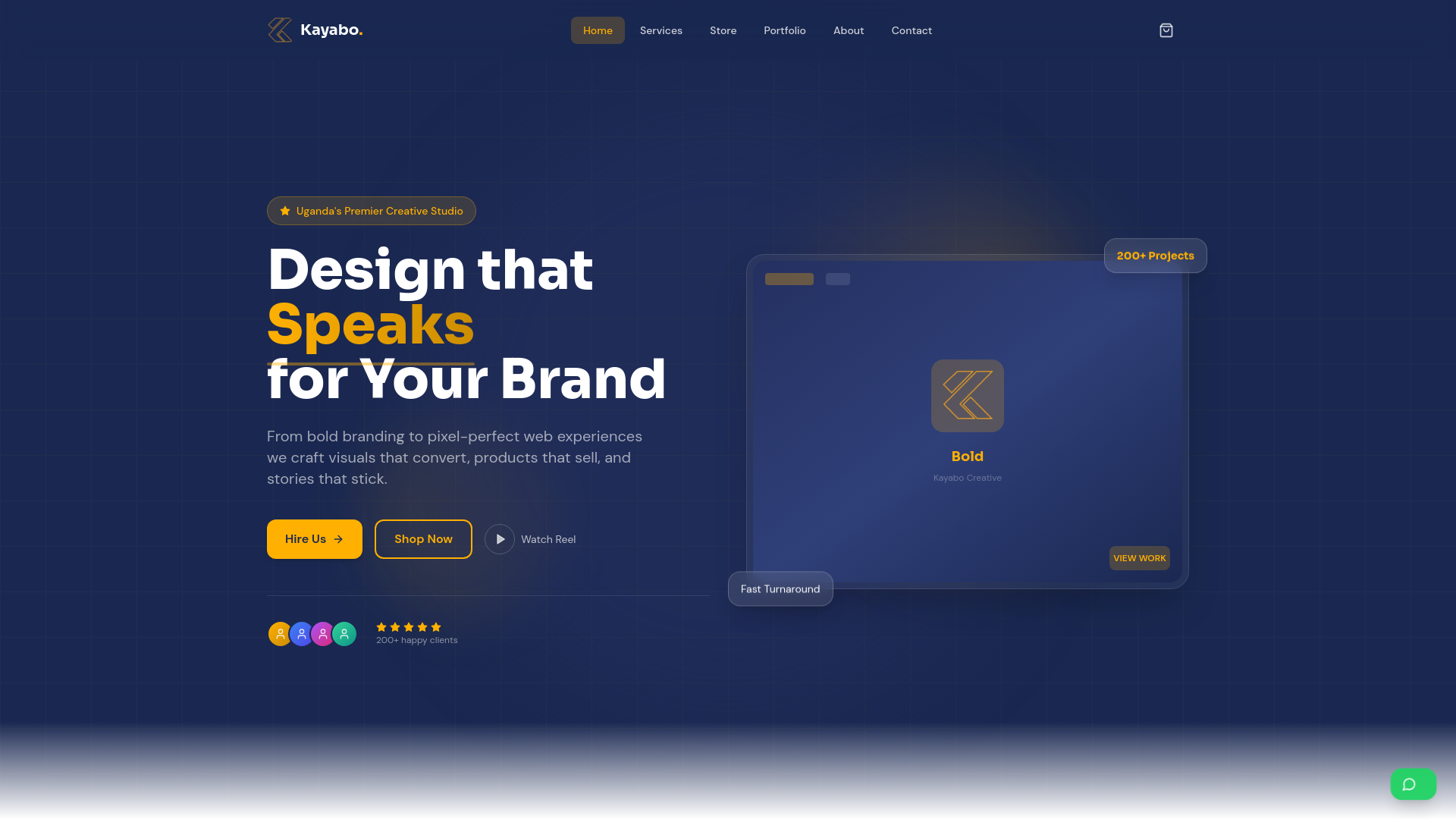 website screenshot of https://kayabocreative.com