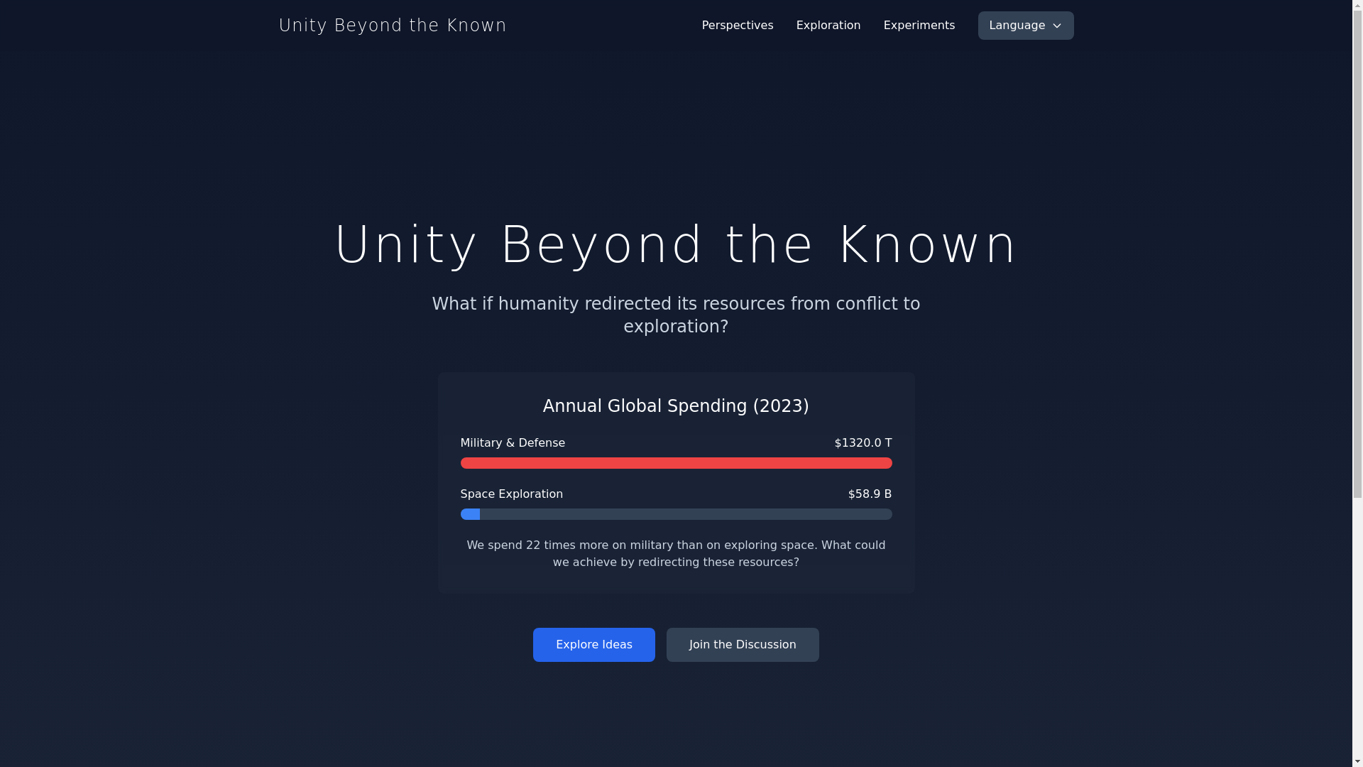 website screenshot of https://unitybeyondtheknown.org/