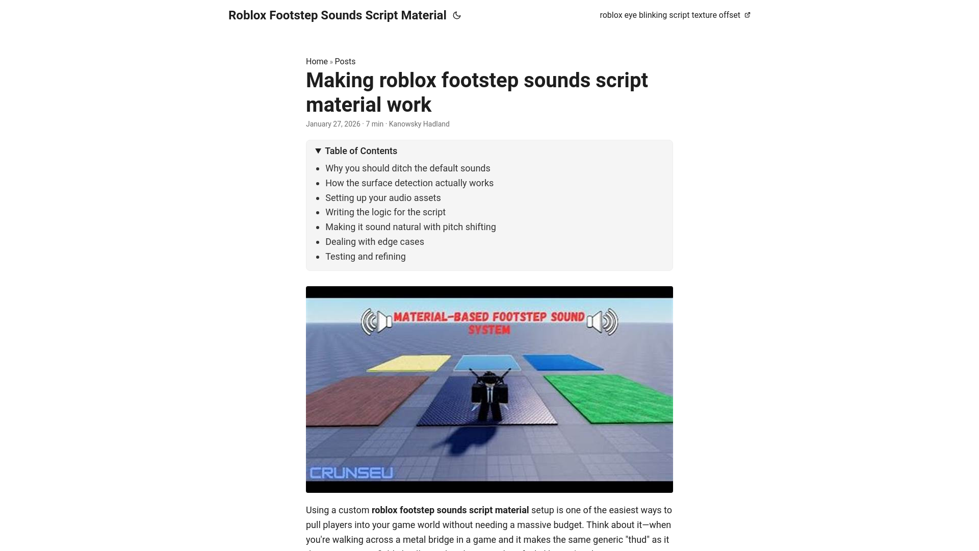 website screenshot of https://roblox-footstep-sounds-script-material.pages.dev/