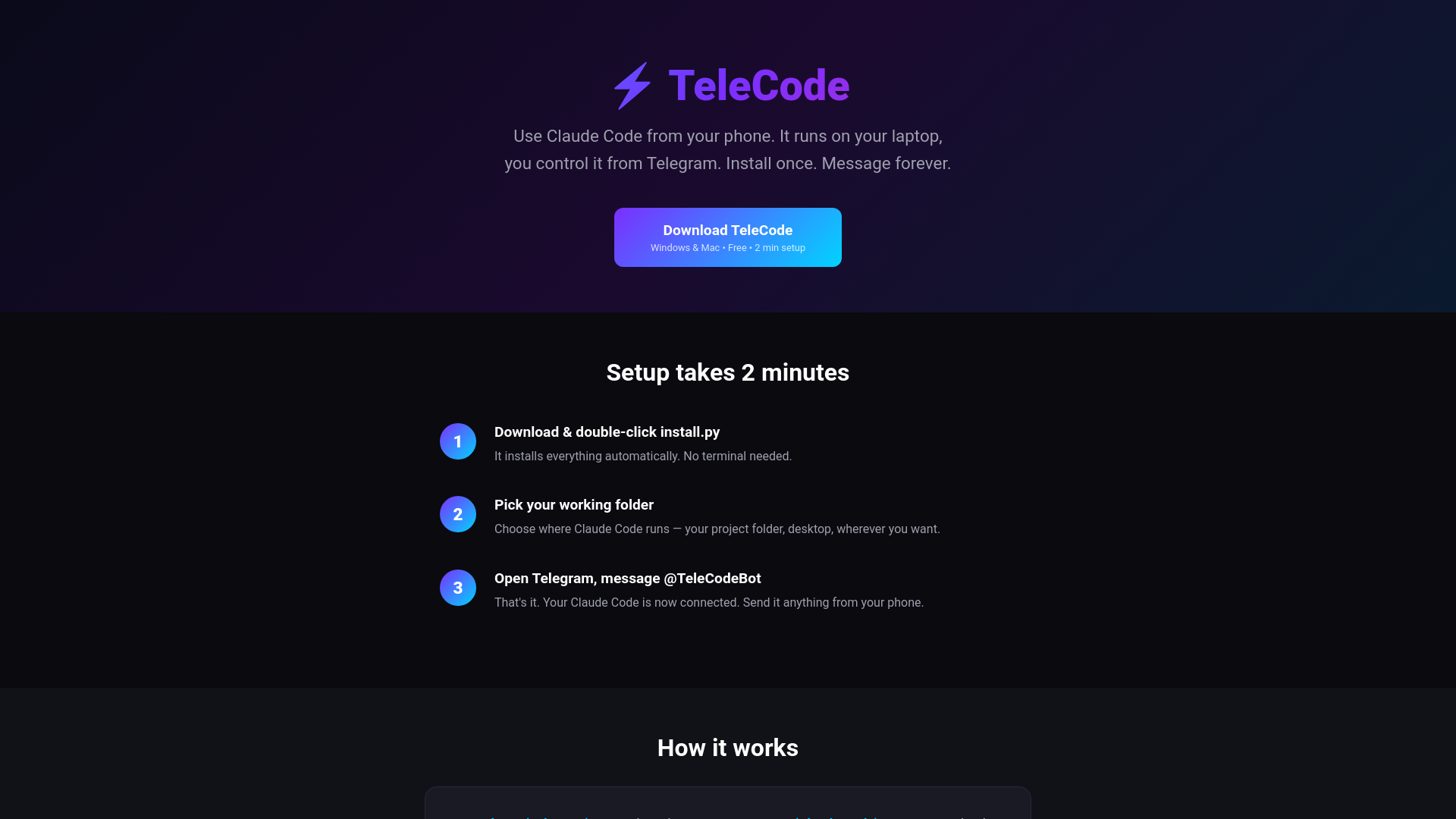 website screenshot of https://client-telecode.pages.dev/