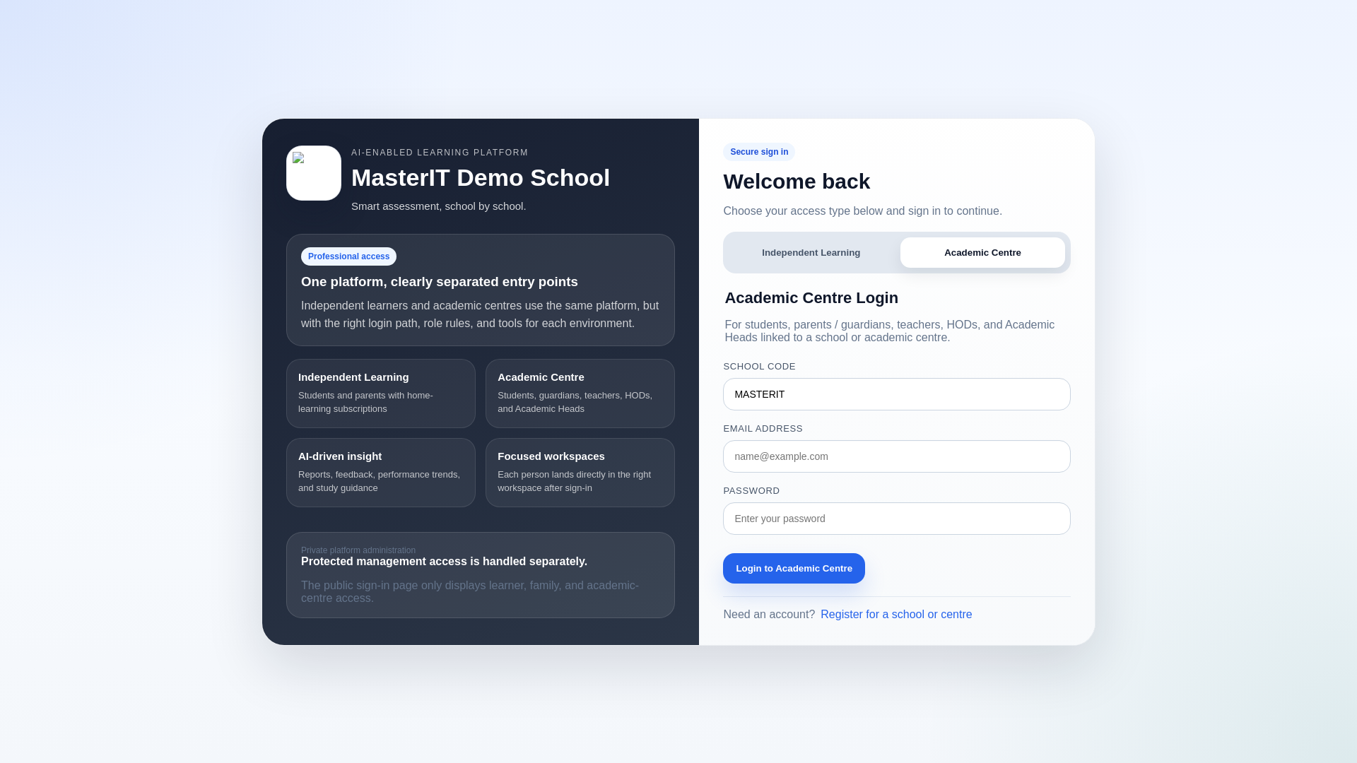 website screenshot of https://assessorbit.co.za