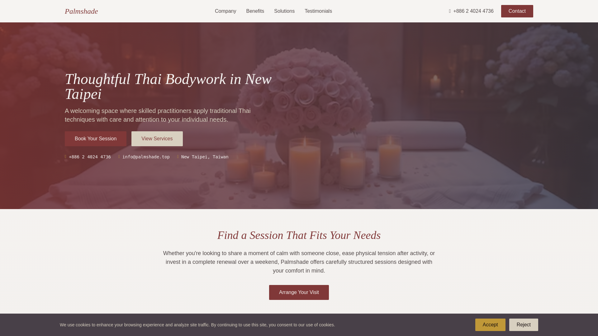 website screenshot of https://palmshade.top/