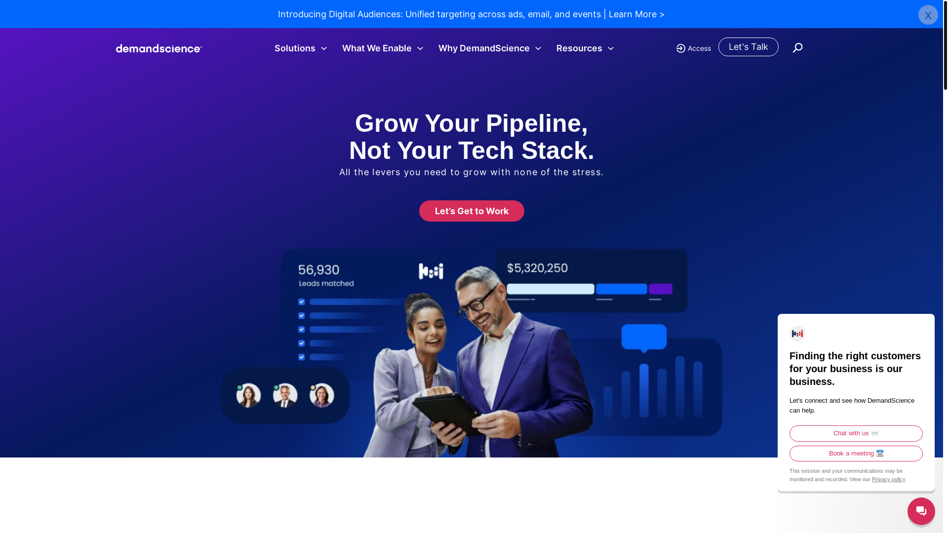 website screenshot of https://hubdemandscience.com/