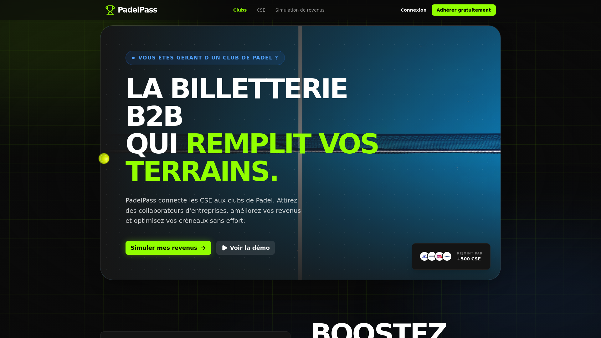 website screenshot of https://padel-pass.fr/