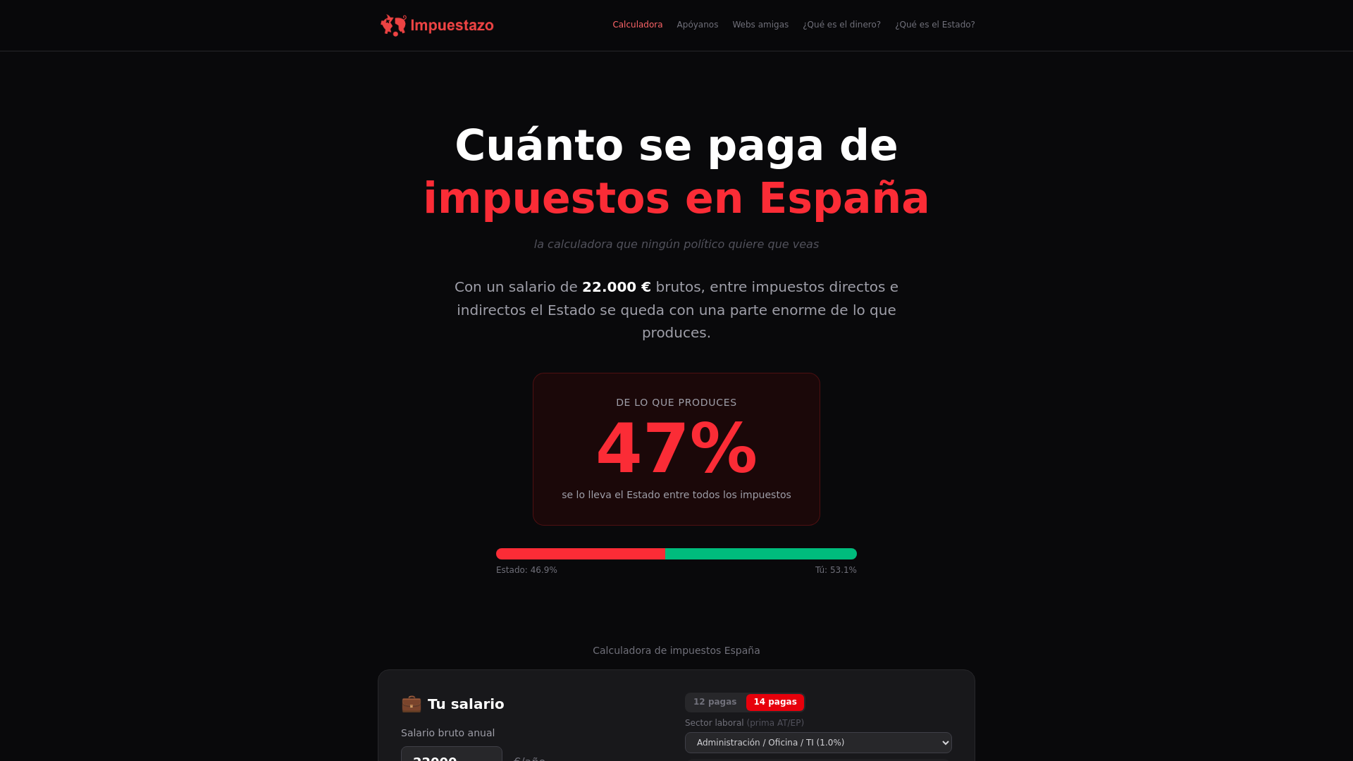 website screenshot of https://impuestazo.pages.dev/