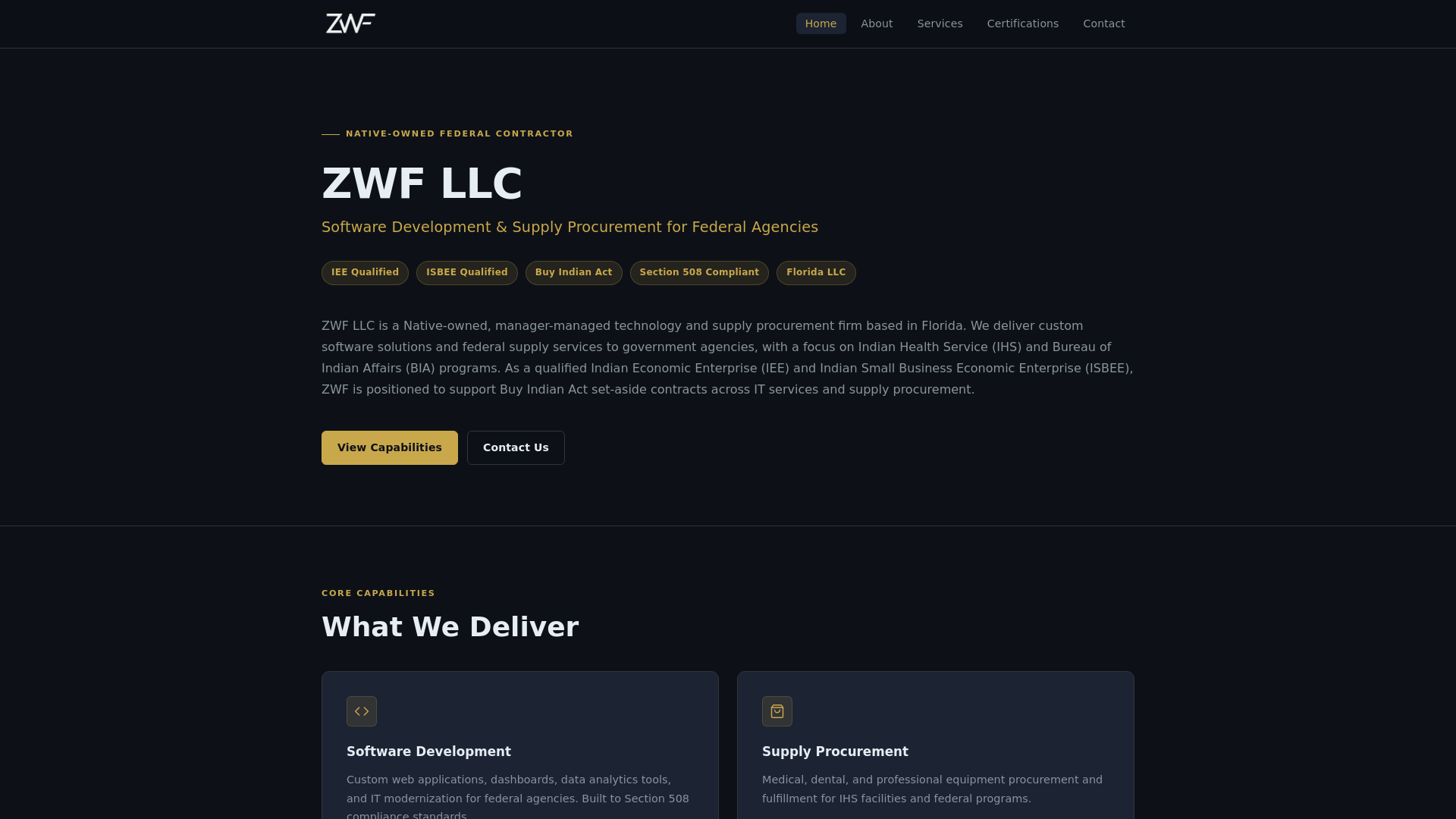 website screenshot of https://zwfassociates.com/