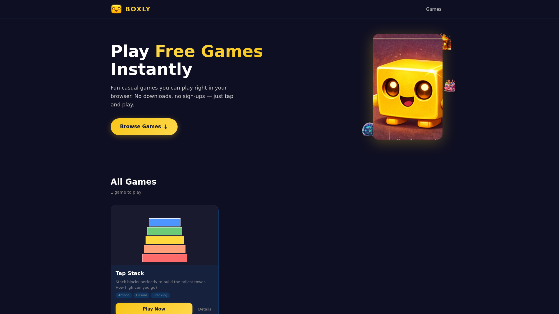 website screenshot of https://boxly.games/