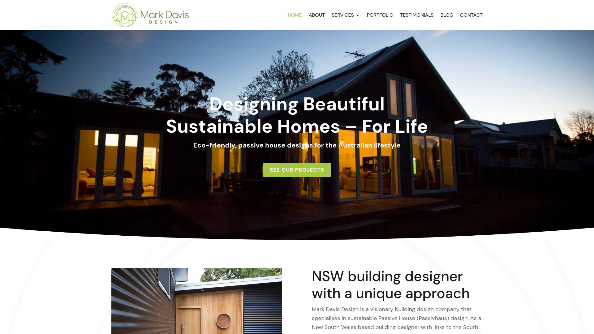 website screenshot of https://markdavisdesign.au/