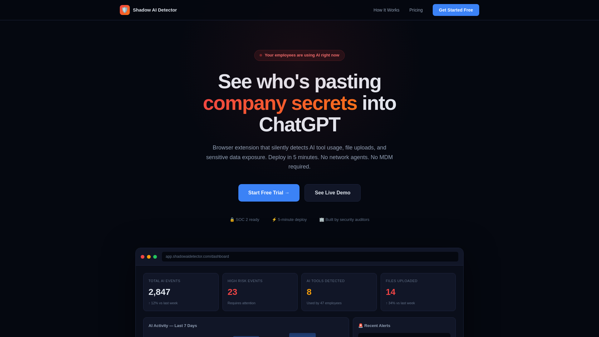 website screenshot of https://shadowaidetector.com/