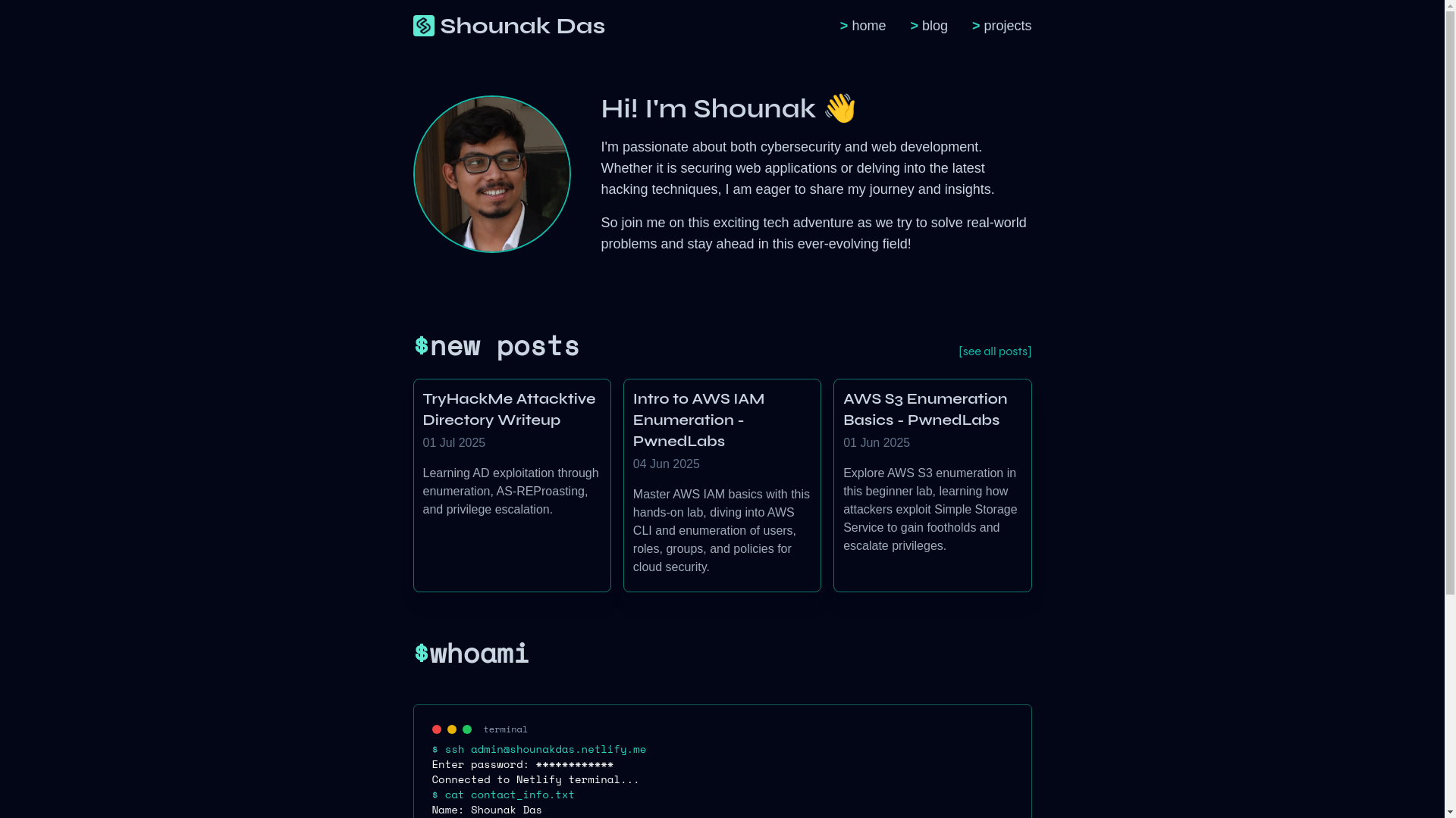 website screenshot of https://shounakdas.org/